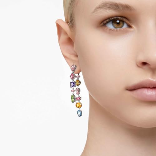 Thumbnail 4 de Swarovski Orecchini pendenti Gema – Design asimmetrico, taglio misto, multicolore, placcato rodio