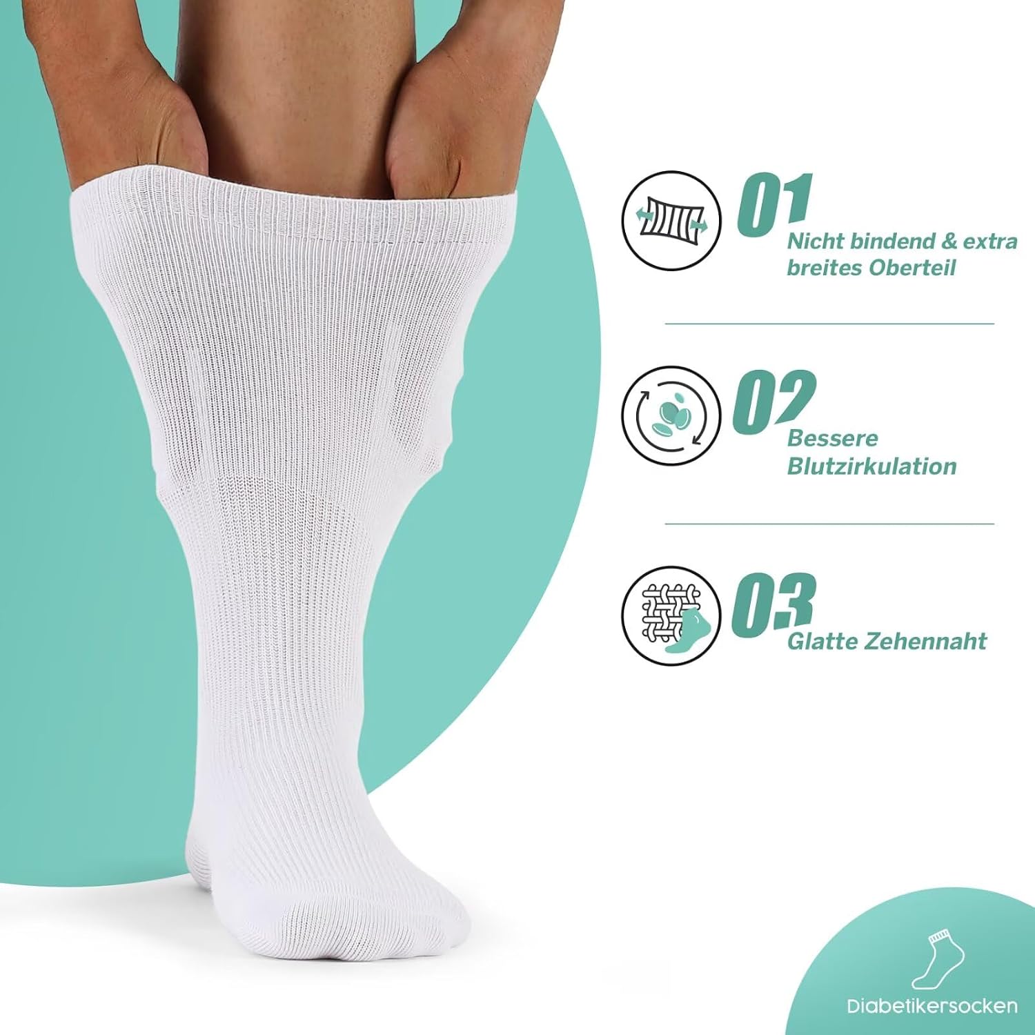 Detalle de TUUHAW Diabetikersocken 10 Paar ohne Gummibund