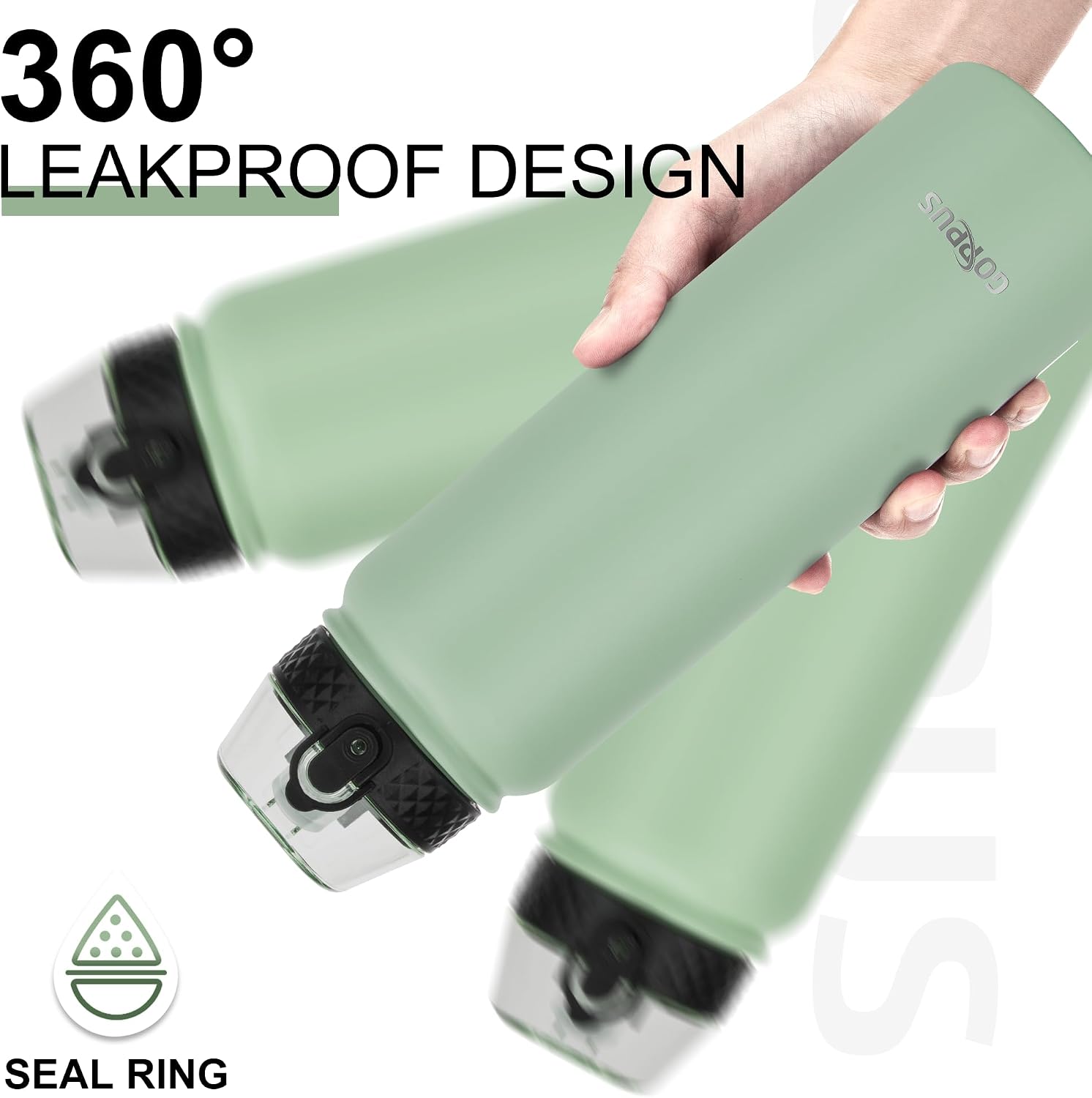 Thumbnail 3 de GOPPUS 1L Stainless Water Bottle (32oz) with Straw, Double-Wall Insulation & Leakproof Flip-Top