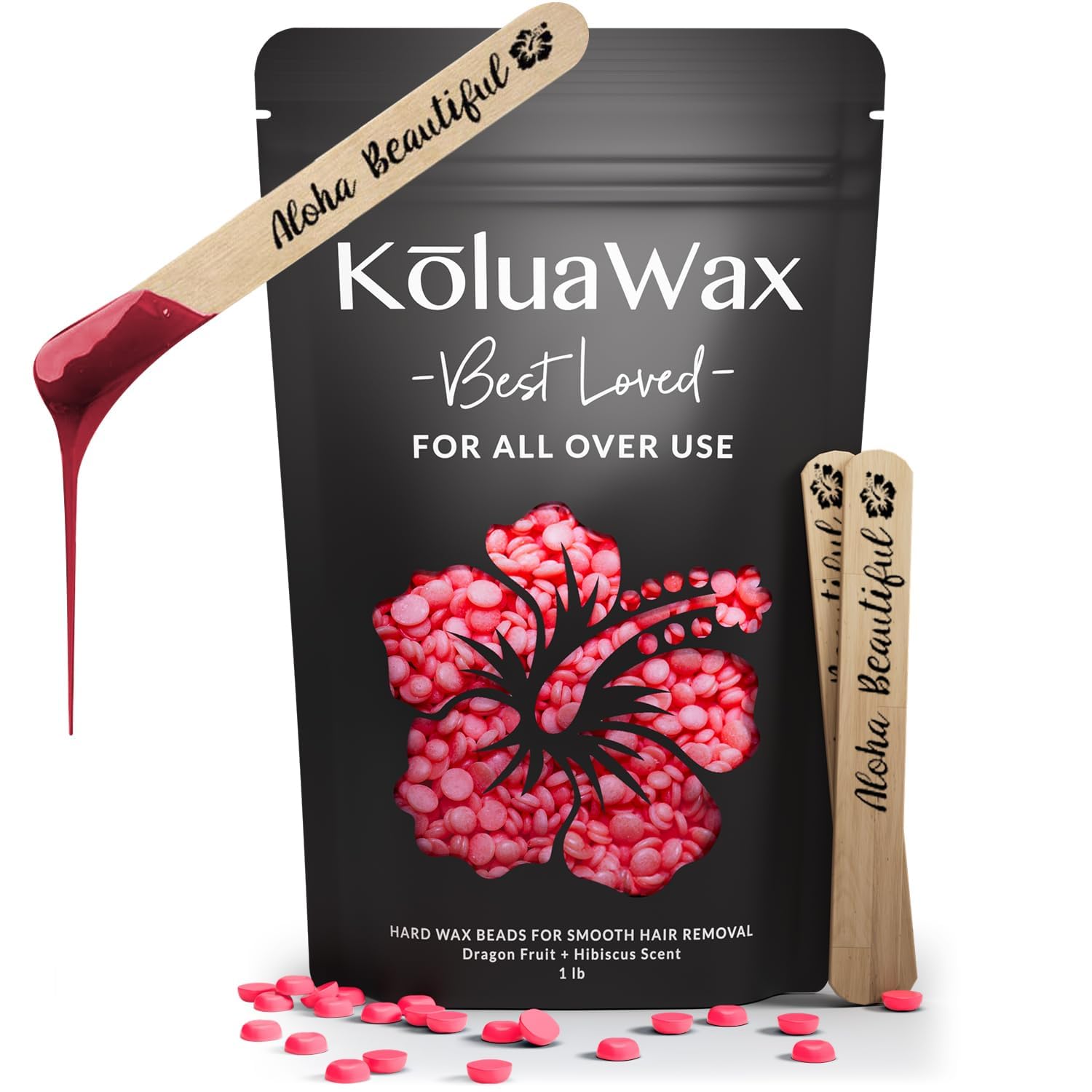 Detalle de KoluaWax EXPSFD000600 Hard Wax Beads, 1 lb, Dragon Fruit, All-Over Use