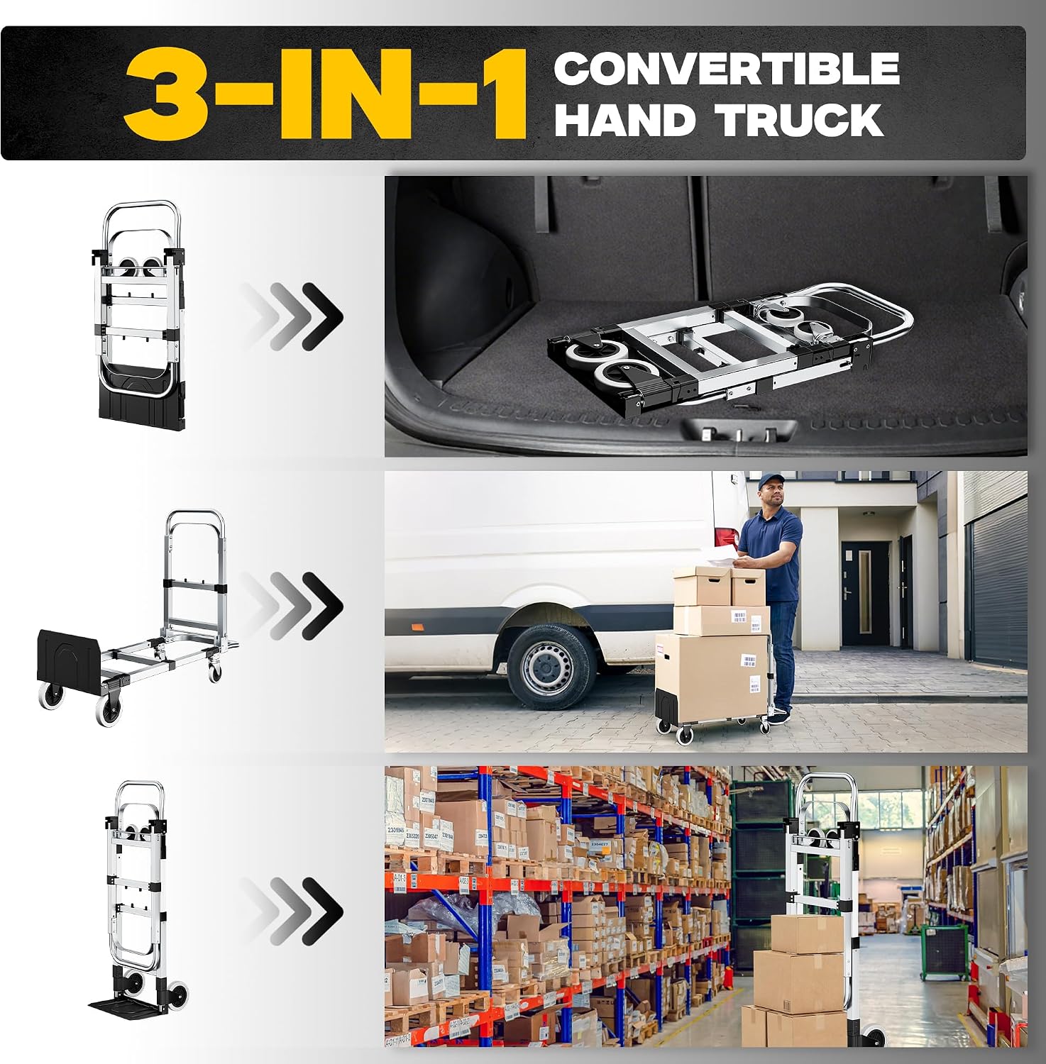 Detalle de SILVEL Folding Hand Truck, 600 lb Capacity