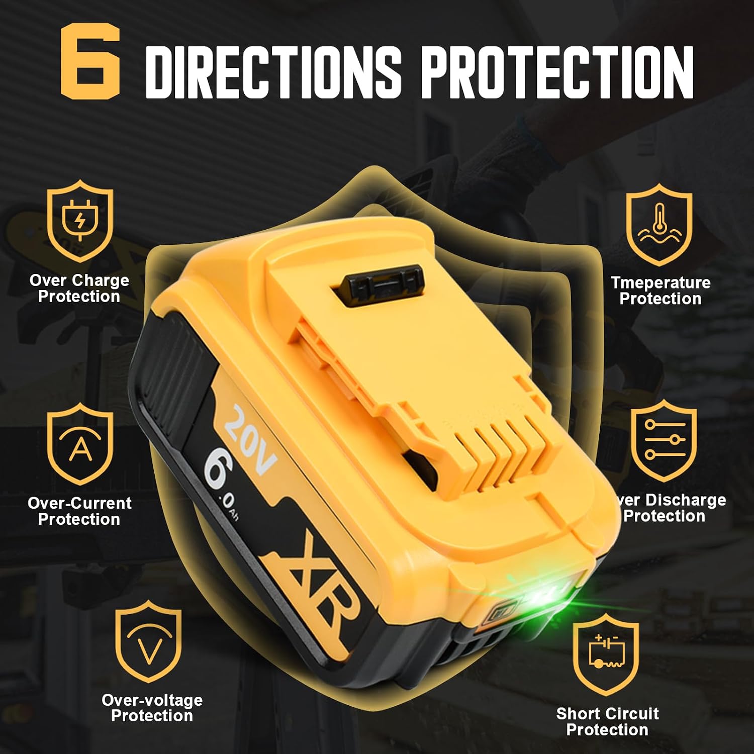 Detalle de 2X 18V 6.0Ah Li-Ion Replacement Batteries with 6A Dual Charger for Dewalt 18V Systems (DCB182, DCB184, DCB101, DCB107, DCB112, DCB105, DCB115, DCB203)