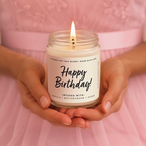 Detalle de Happy Birthday Candle for Women by WAX & WIT — Vanilla Buttercream Cake Soy Candle, 9oz