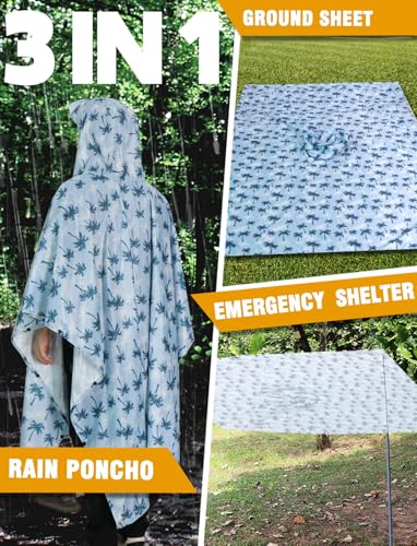 Detalle de ANYOO Leichter wasserdichter Regenponcho für Herren & Damen – Ripstop, Mehrzweck, 220 × 140 cm