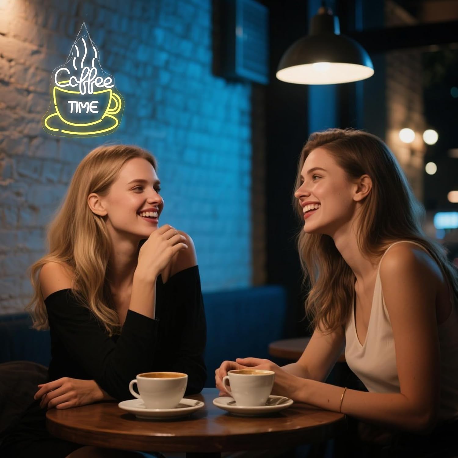 Detalle de SIGNSHIP „Coffee Time“ Neon-Schild mit LED-Lichtstreifen für Wanddeko im Café
