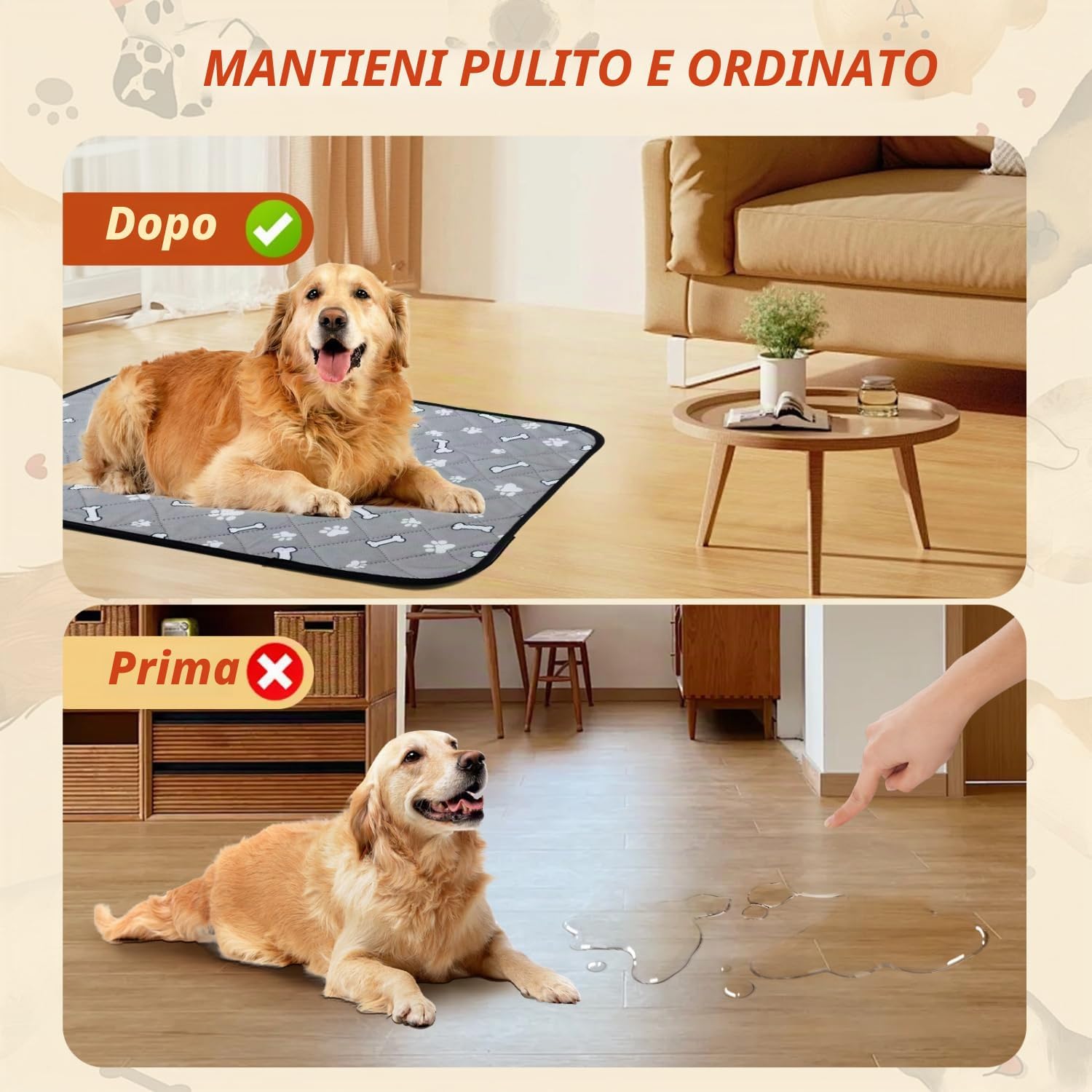Thumbnail 5 de Nobleza 2 Pezzi Tappetini Lavabili per Cani 90 x 60 cm – Riutilizzabili, Antiscivolo e Assorbenti
