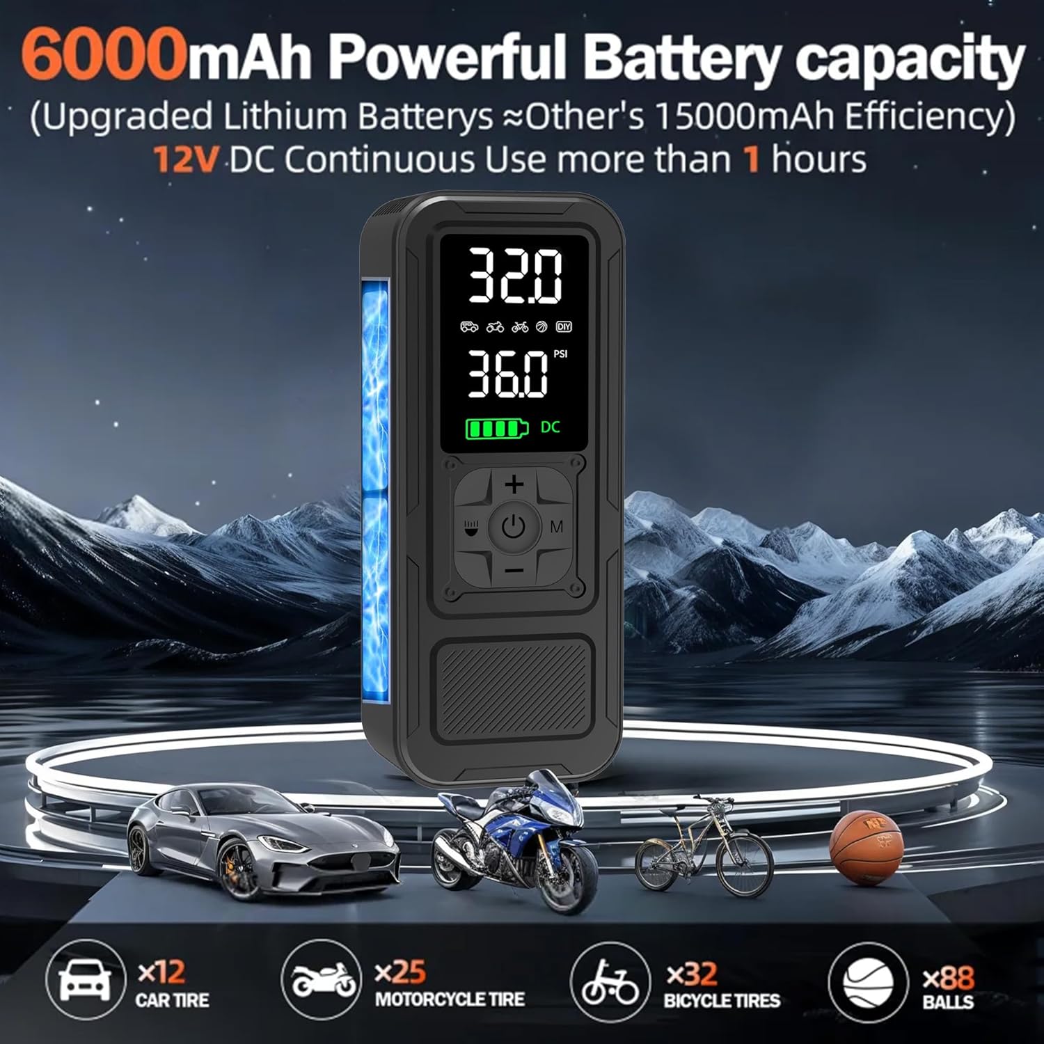 Detalle de Calmara Y34 150 PSI Tire Inflator 6000mAh
