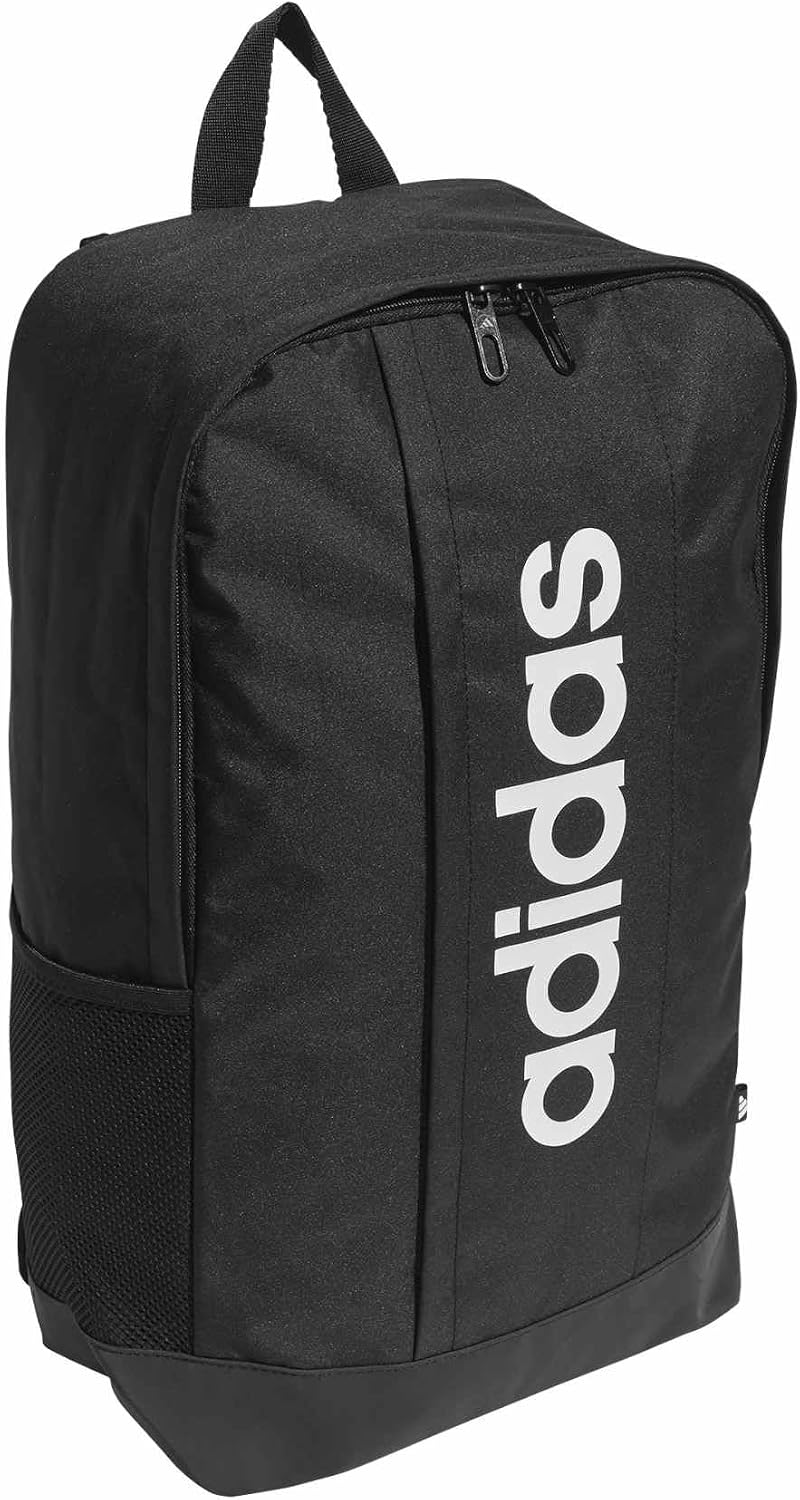 Detalle de adidas Unisex Linear Backpack – Black/Black/White, 18.5 L