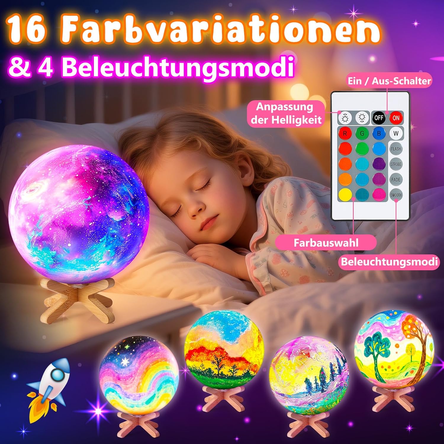 Detalle de Toyzey Mondlampen-Bastelset ab 6–12 Jahren – Kreatives Nachtlicht Basteln für Mädchen und Jungen