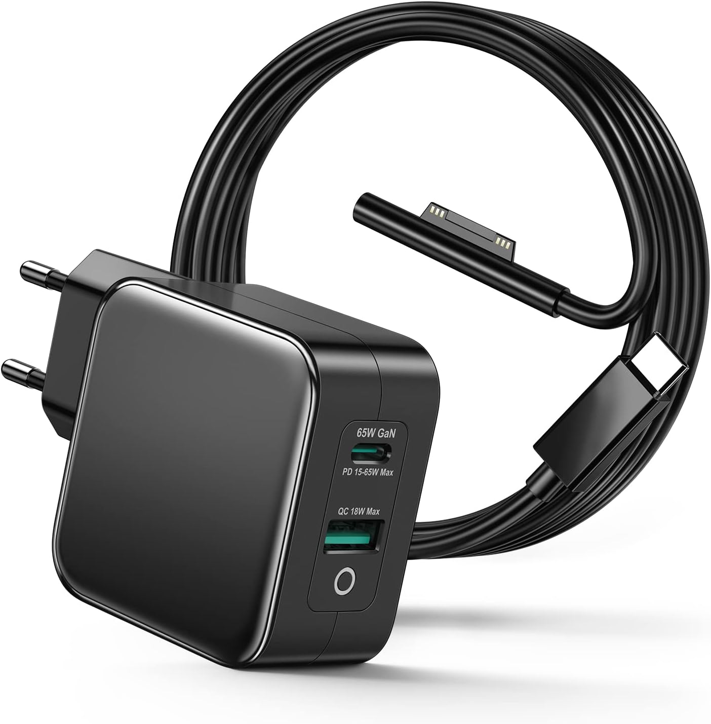 Detalle de 65W Surface Ladekabel mit USB-C/A – GaN III, 15V 4A, 1,5 m