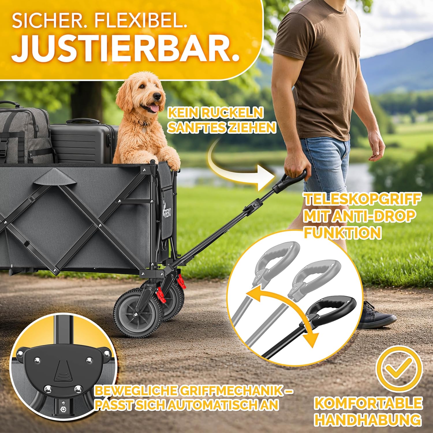 Thumbnail 6 de TRESKO TKGV_TKHW opvouwbare transportwagen, 300 l met rem en rubberbanden