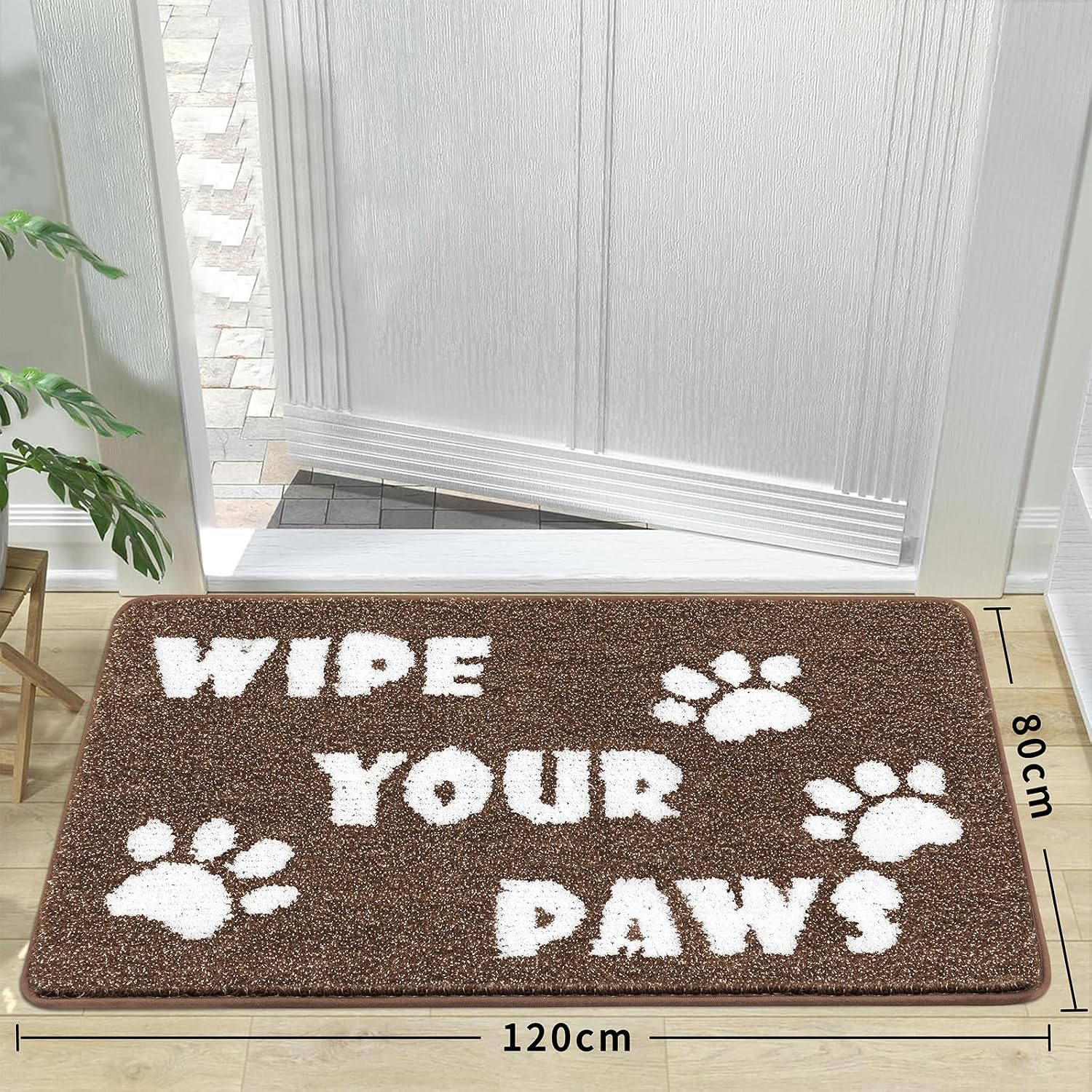 Detalle de Enyhom Large Dirt Trapper Door Mats Indoor 80 x 120 cm – Non-slip, highly absorbent front door mat (Brown)