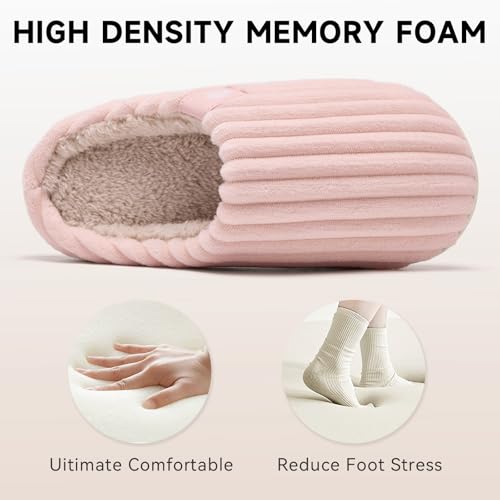 Thumbnail 5 de Guyarns Chaussons d'Hiver pour Femmes et Hommes - Semelle à mémoire de forme, Velours côtelé, Doublure fuzzy, Rose, T 40/41 EU