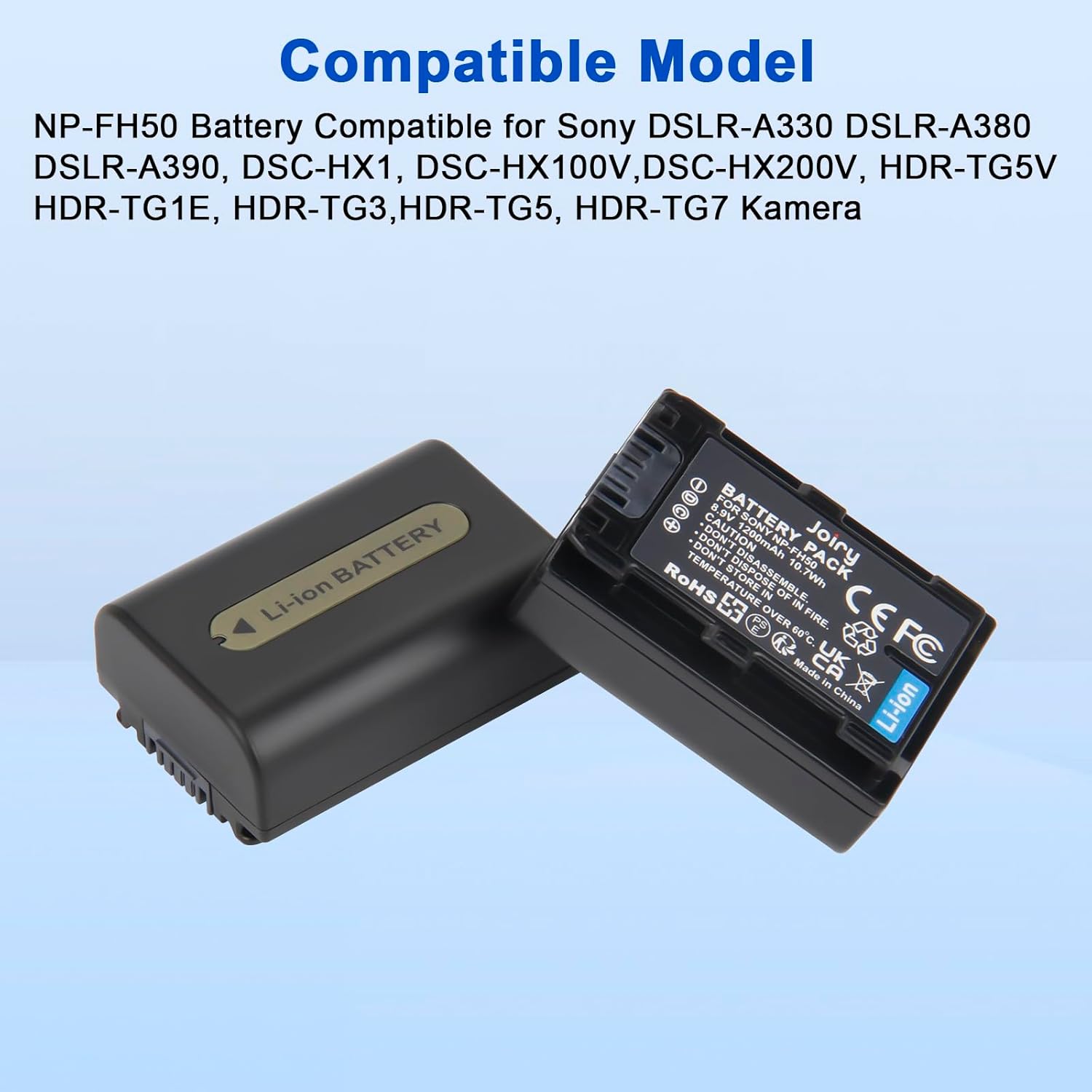 Thumbnail 2 de Joiry NP-FH50 Battery and USB Charger for Sony: 2x 1300mAh Batteries with Dual LCD Charger