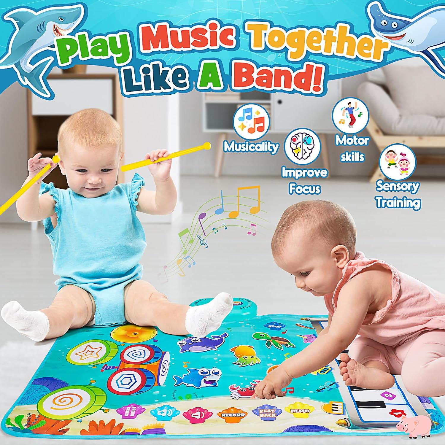 Thumbnail 4 de Gralal 3-in-1 Animal Musical Mat for 1–2 Year Olds – Piano, Drums & Recording Toy
