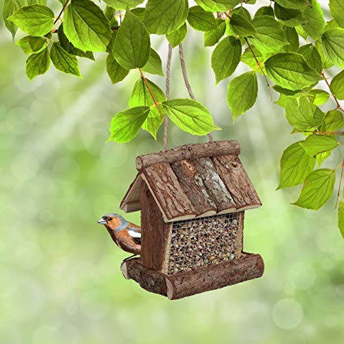 Detalle 2 de Relaxdays Comedero para aves de corteza 17×15×12 cm 🐦