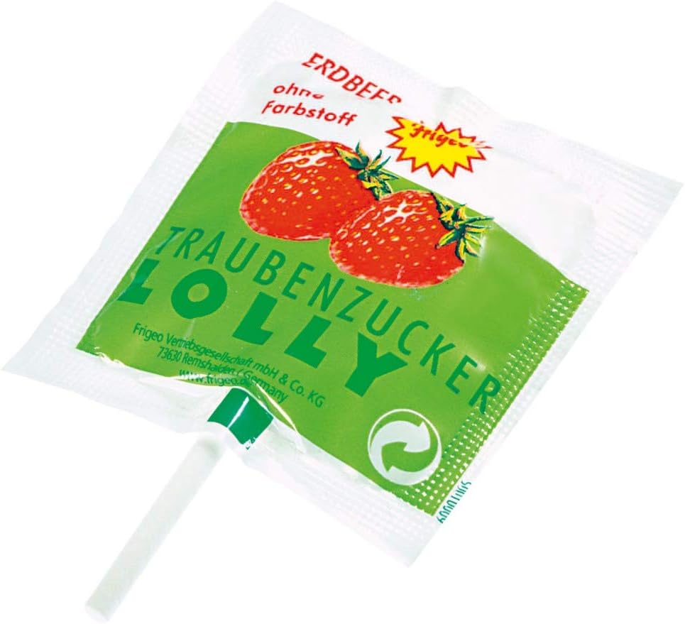 Detalle de Frigeo Grape Sugar Lollies, 100 Pieces, 750 g Bucket, Three Fruit Flavours