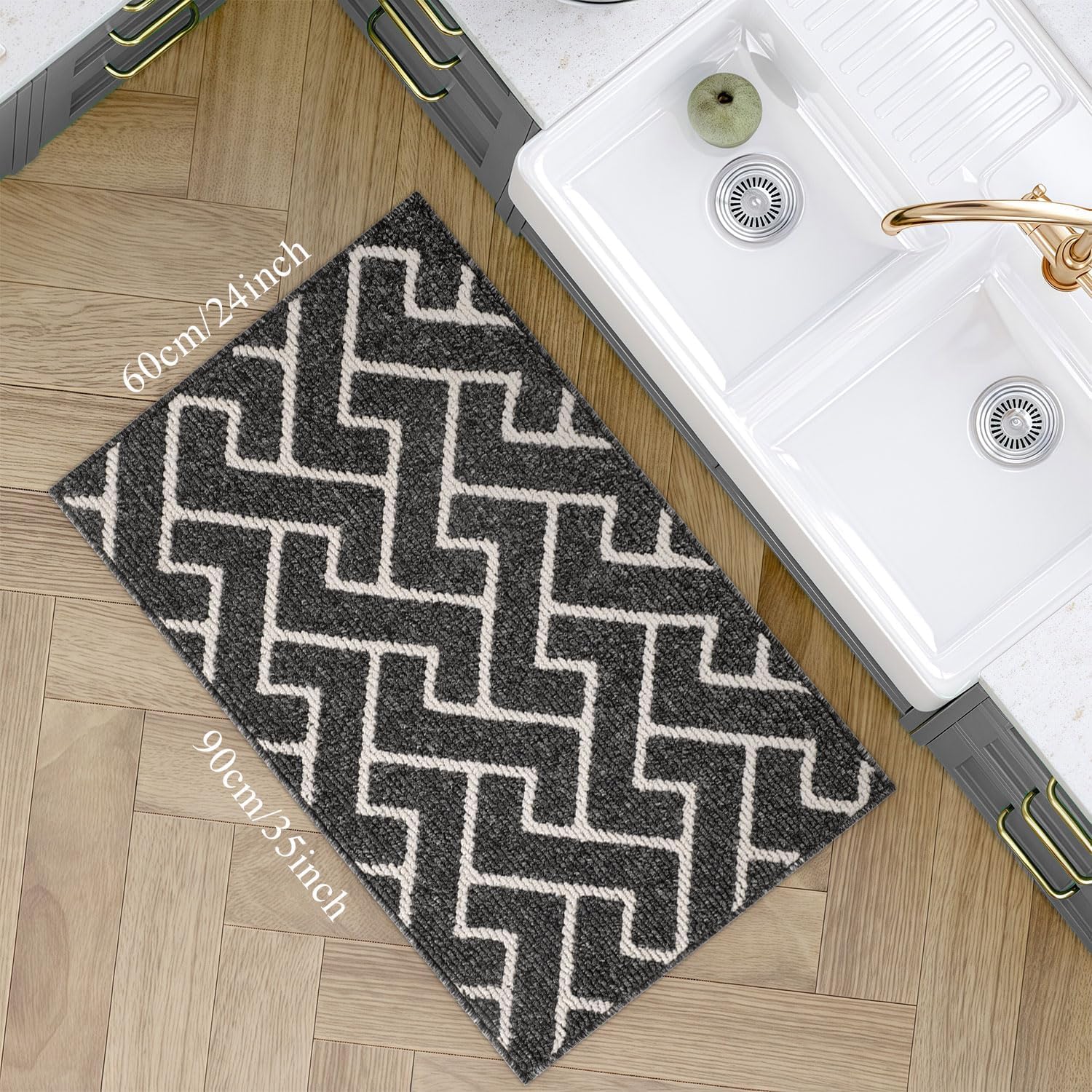 Detalle de hicorfe Front Door Mat Outside Entrance, 24" x 35" – Absorbent, Muddy Dirt Resistant, Welcome Mat with Non-Slip Backing (Dark Grey)