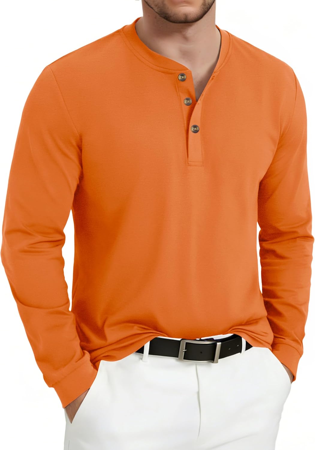 Thumbnail 1 de KEFITEVD Henley Shirt Herren Langarm – Baumwoll-Hemd mit Knopfleiste