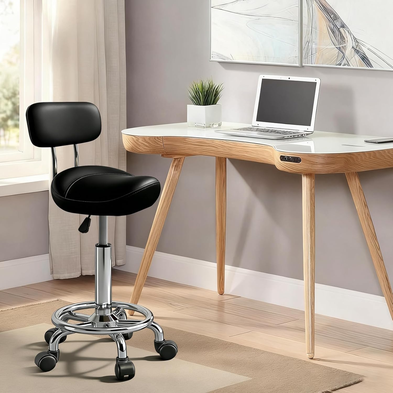 Thumbnail 6 de Timbertouch MAYCAV5 Adjustable Saddle Stool, Swivel, Black PU Leather, Backrest