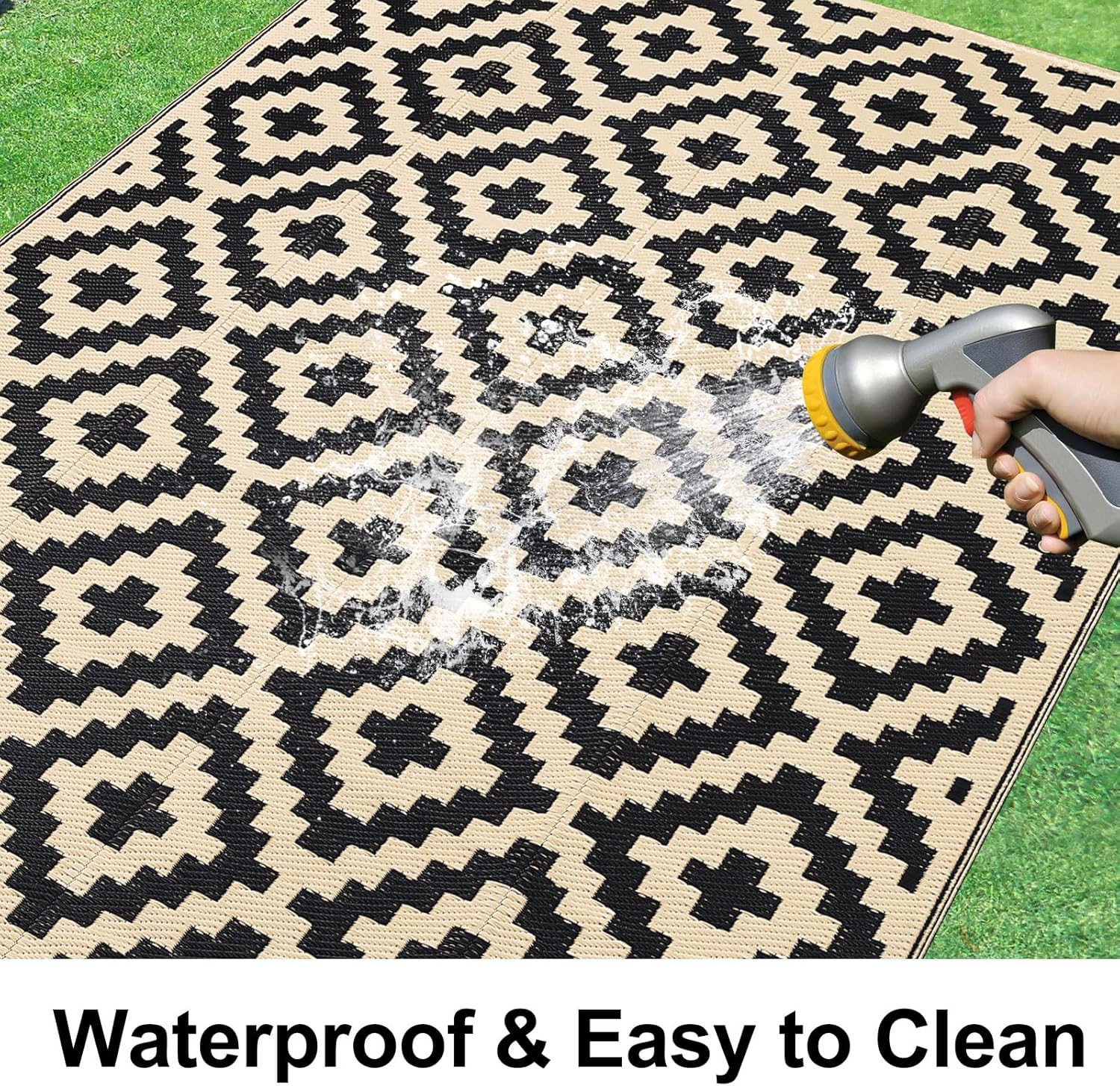 Detalle de Smiry Waterproof Outdoor Rug 5x8 ft — Reversible Plasic Straw Patio Rug for Outdoor & Indoor Use