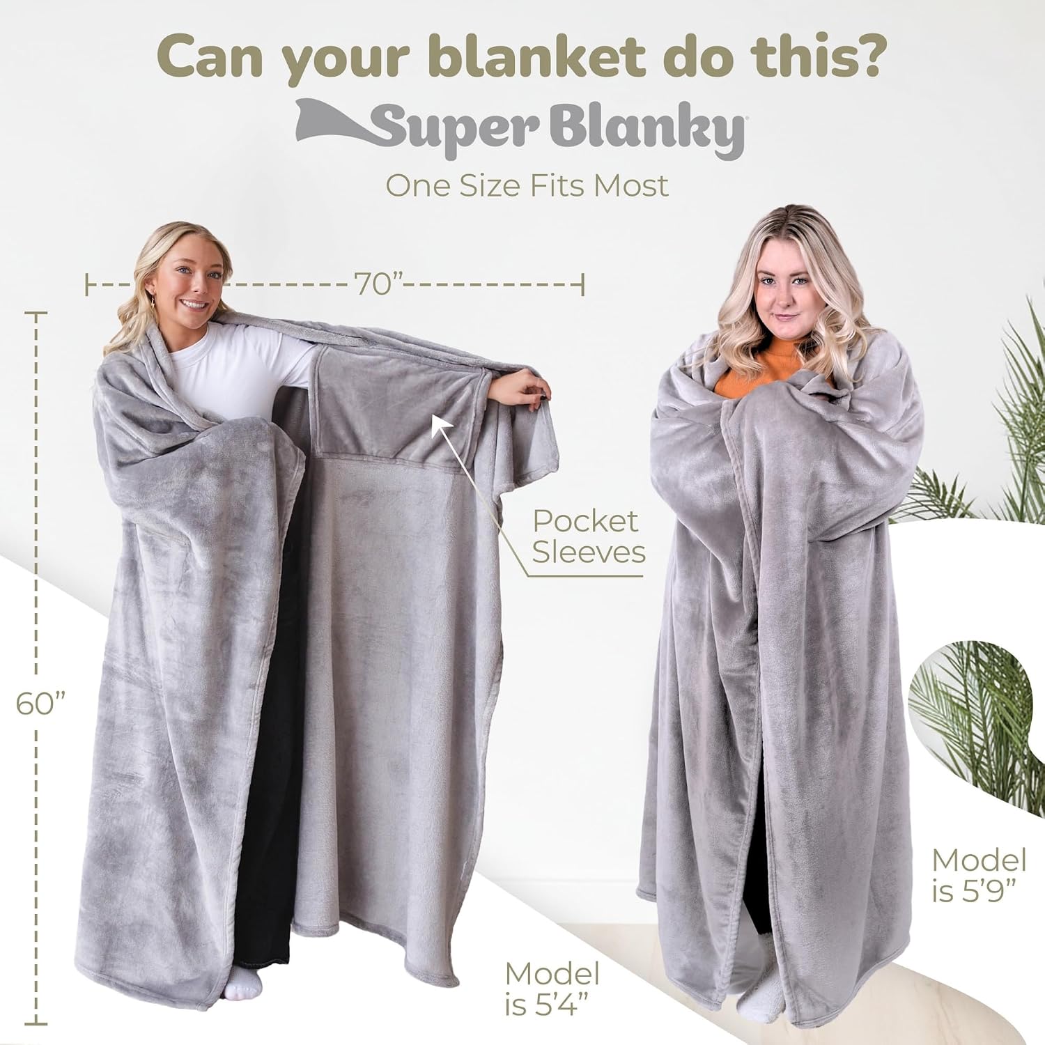 Detalle 2 de Super Blanky Wearable Blanket 70" x 60" 🧣