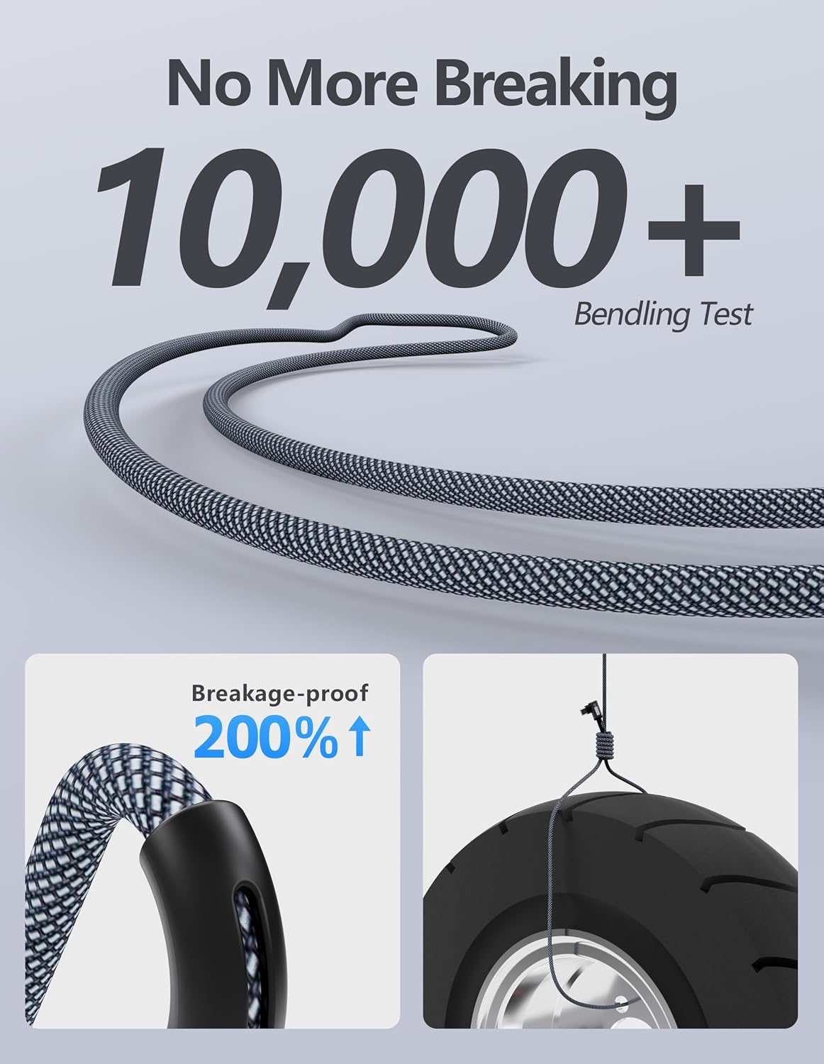 Detalle de USB A to USB-C Cable 4FT, 2-Pack: Fast Charging & Durable Data Transfer for Your USB-C Devices