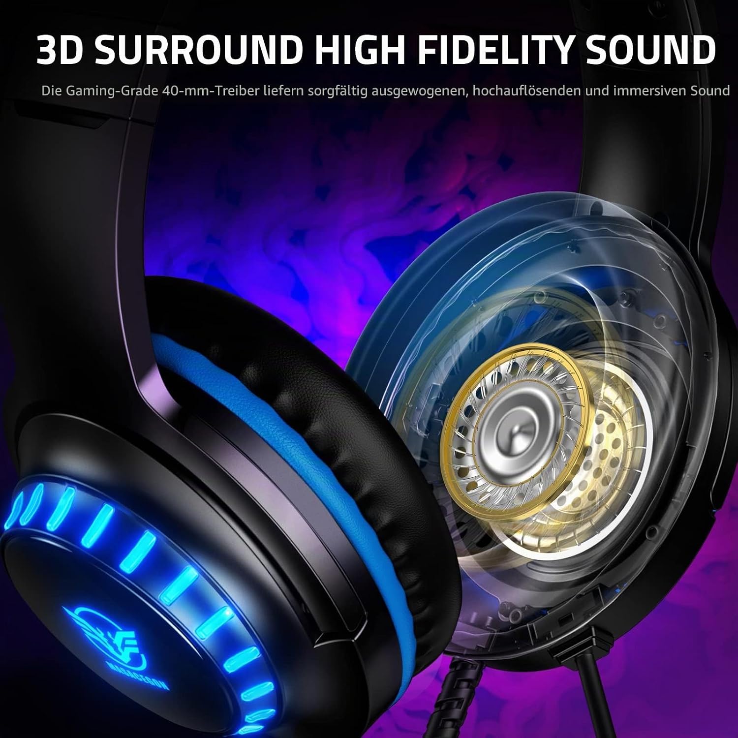Detalle de Pacrate H-11 Gaming-Headset 40 mm