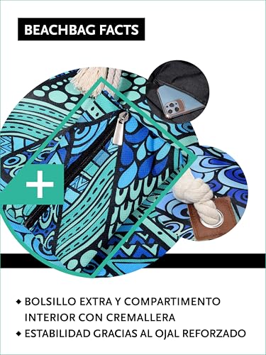 Thumbnail 2 de DonDon Bolso de playa grande impermeable con cremallera Ethno