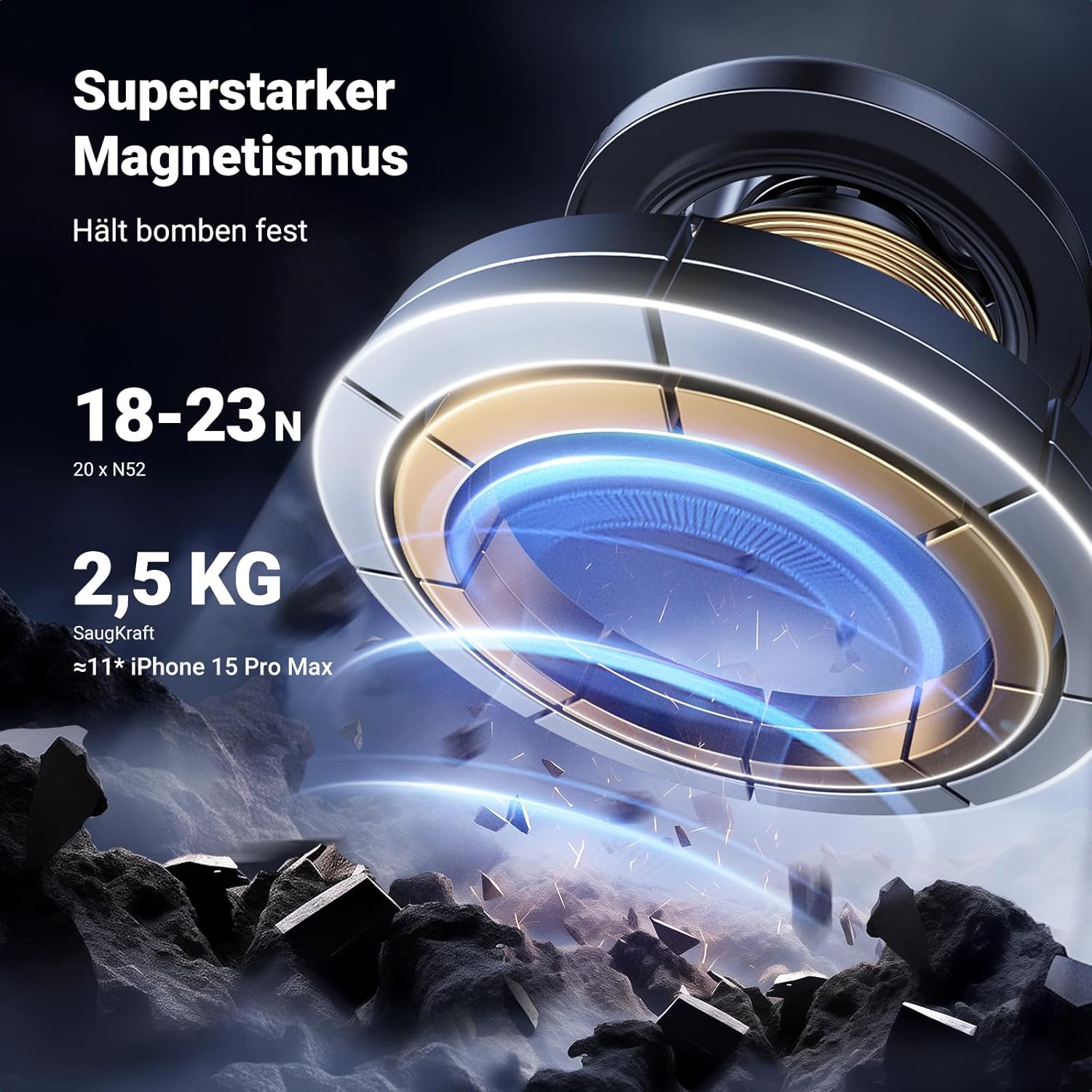 Detalle 2 de UGREEN Handyhalterung Auto 20 Magnete