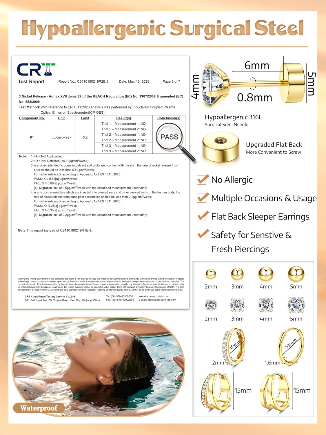 Detalle de CASSIECA 12 Paar Ohrringe Gold Silber