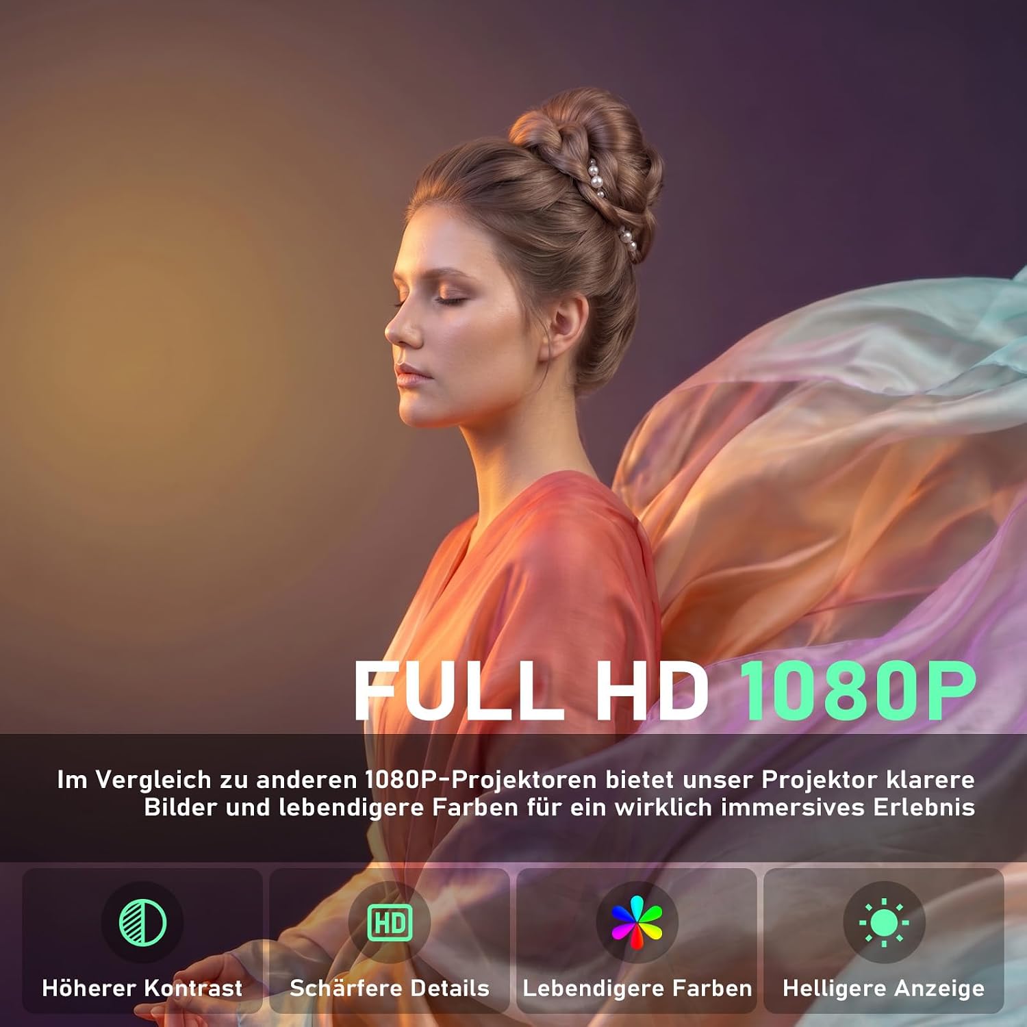 Detalle de XuanPad Mini Beamer 4K – Tragbarer 1080p Outdoor-Projektor mit WiFi, Bluetooth und 210°-Ständer
