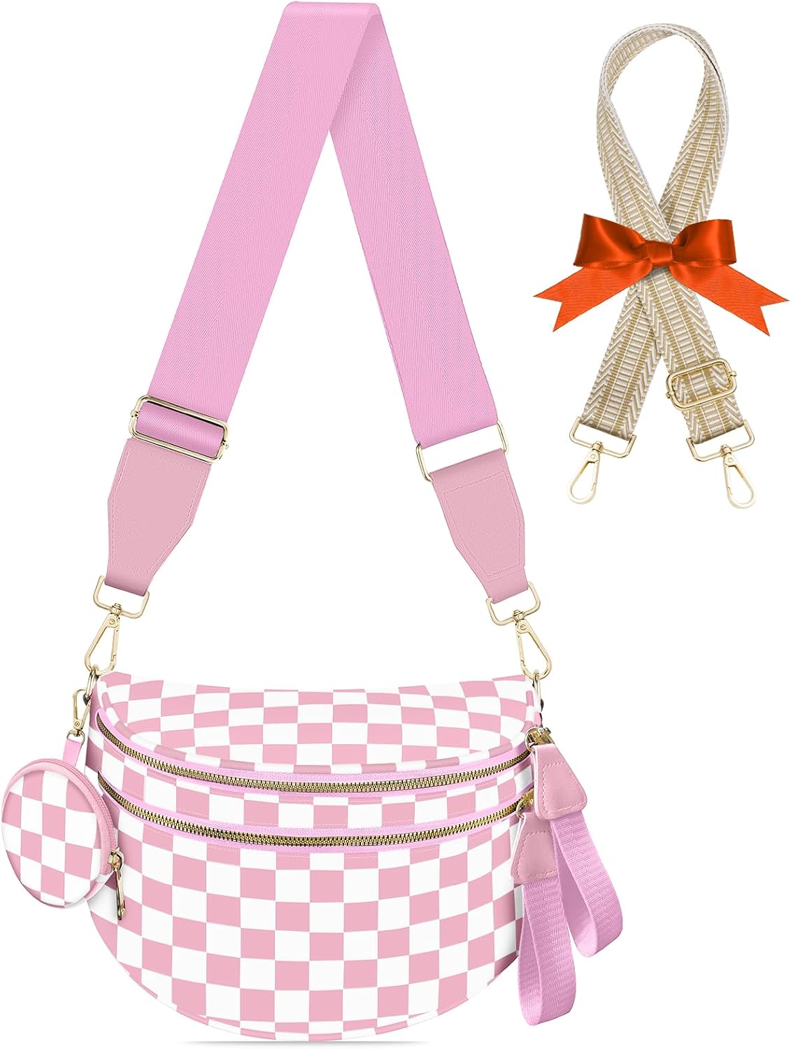 Thumbnail 4 de Rose Checkered Bum Bag with Removable Wallets