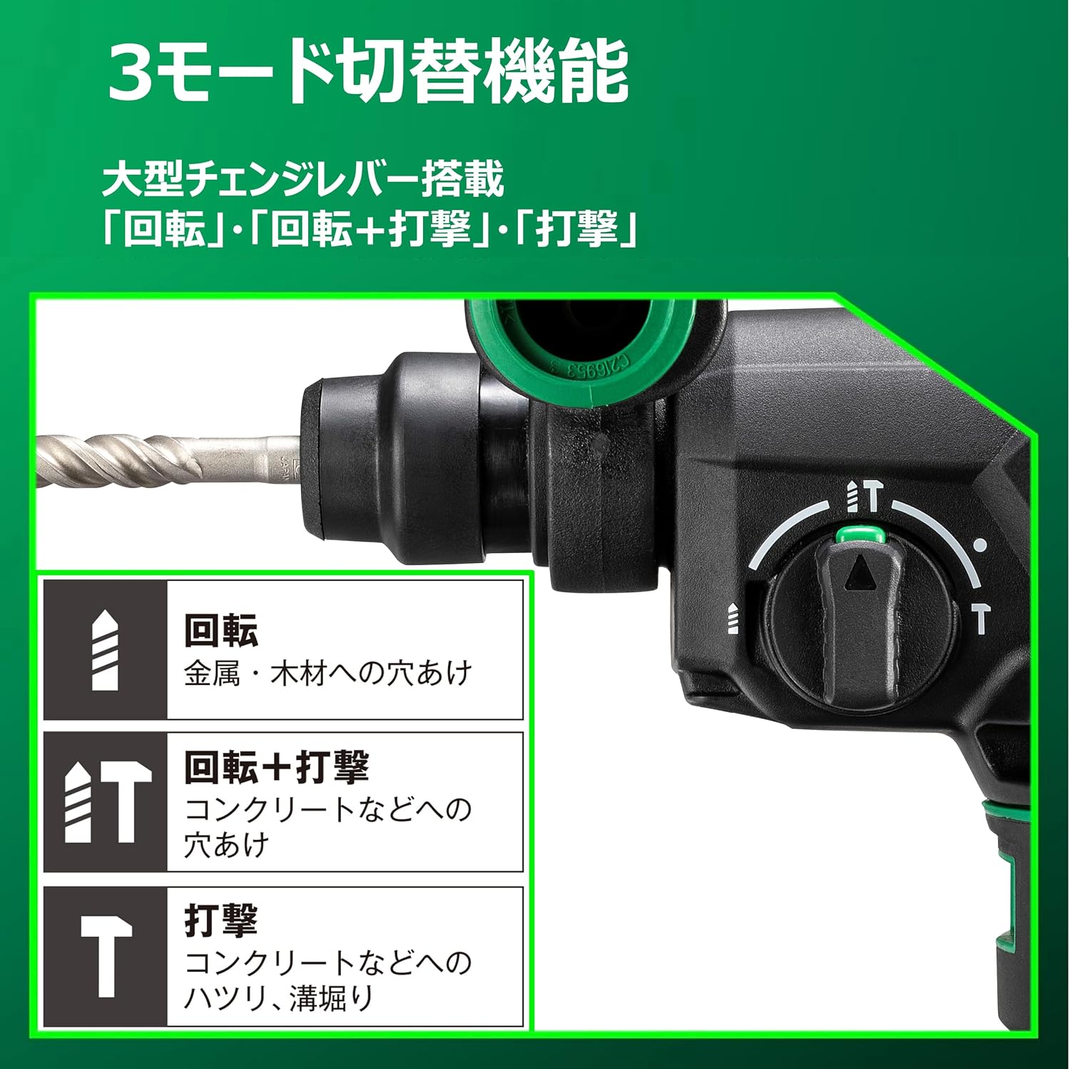 Thumbnail 5 de HiKOKI DH3628DA(XPZ) 36V充電式ロータリハンマドリル、SDSプラス・垂直サポート機能搭載
