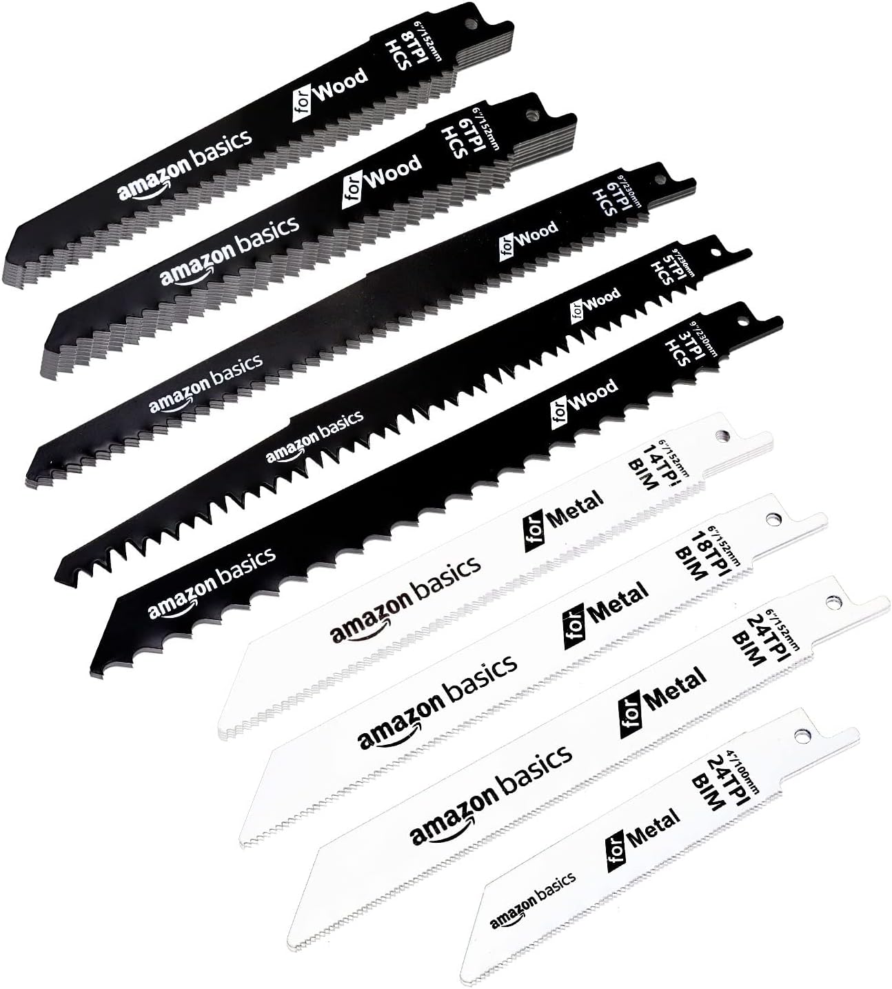 Detalle de Amazon Basics Reciprocating 32 Piece Saw Blade Set With Organiser Pouch, Black & White