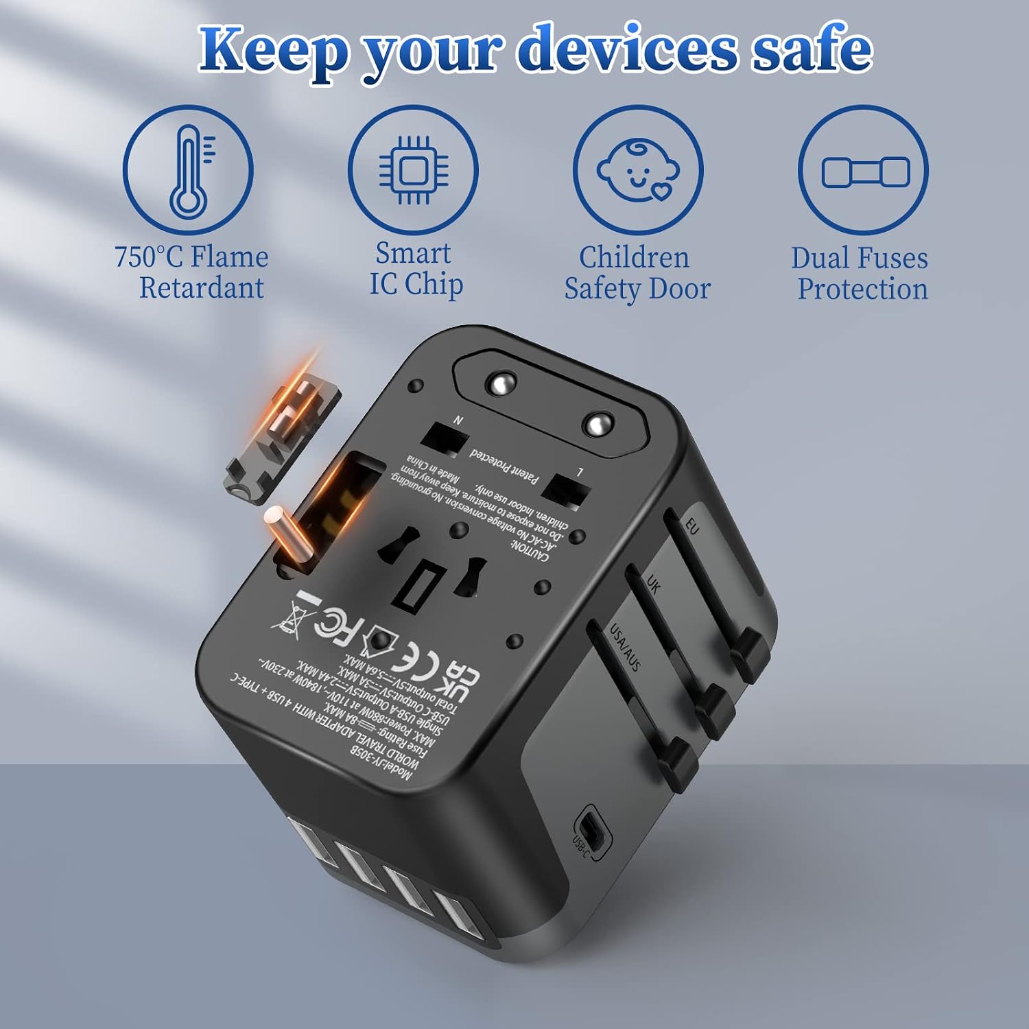 Detalle de Weltweitr 224+ Länder Reiseadapter 28 W
