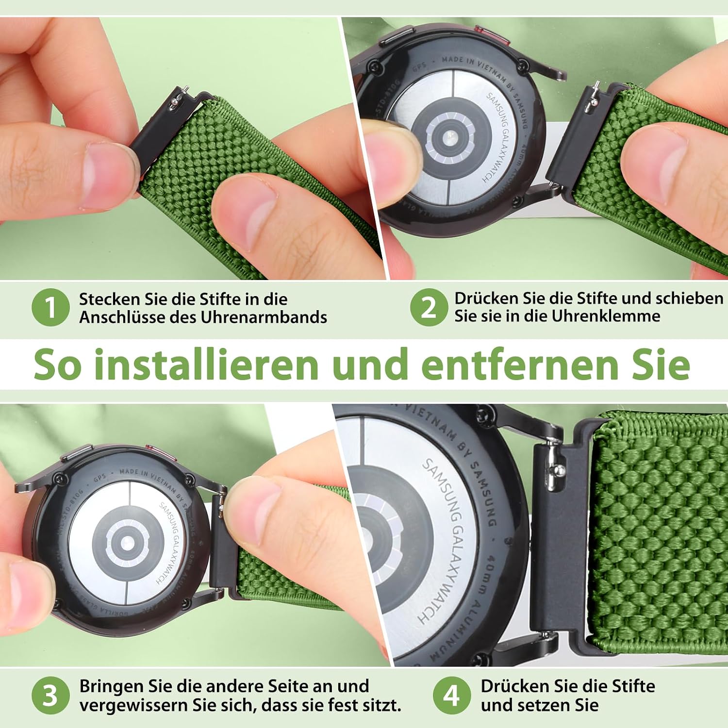 Thumbnail 2 de SHIJZWD elastisches Uhrenarmband mit Schnellverschluss – Nylon Loop in 16/18/19/20/22/24 mm