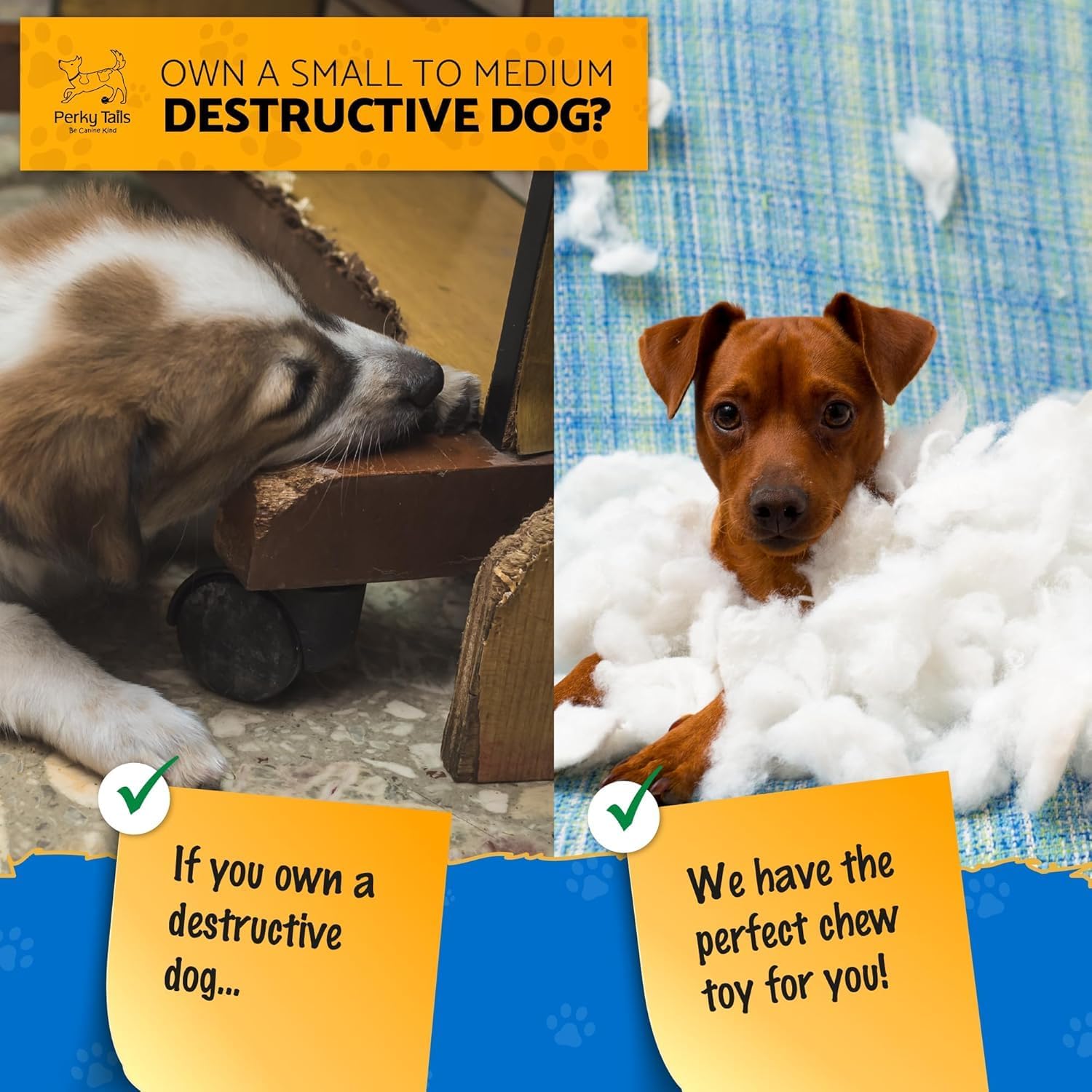 Thumbnail 1 de Perky Tails Almost Indestructible Hard Nylon Dog Toys (Bacon Flavour) – 3-Pack for Small Dogs