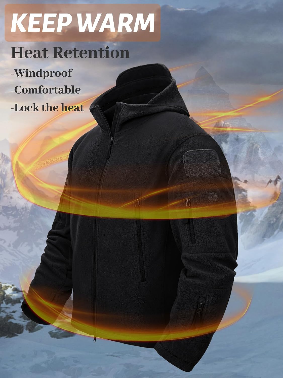 Detalle 2 de TACVASEN Fleecejacke Winddicht mit Kapuze