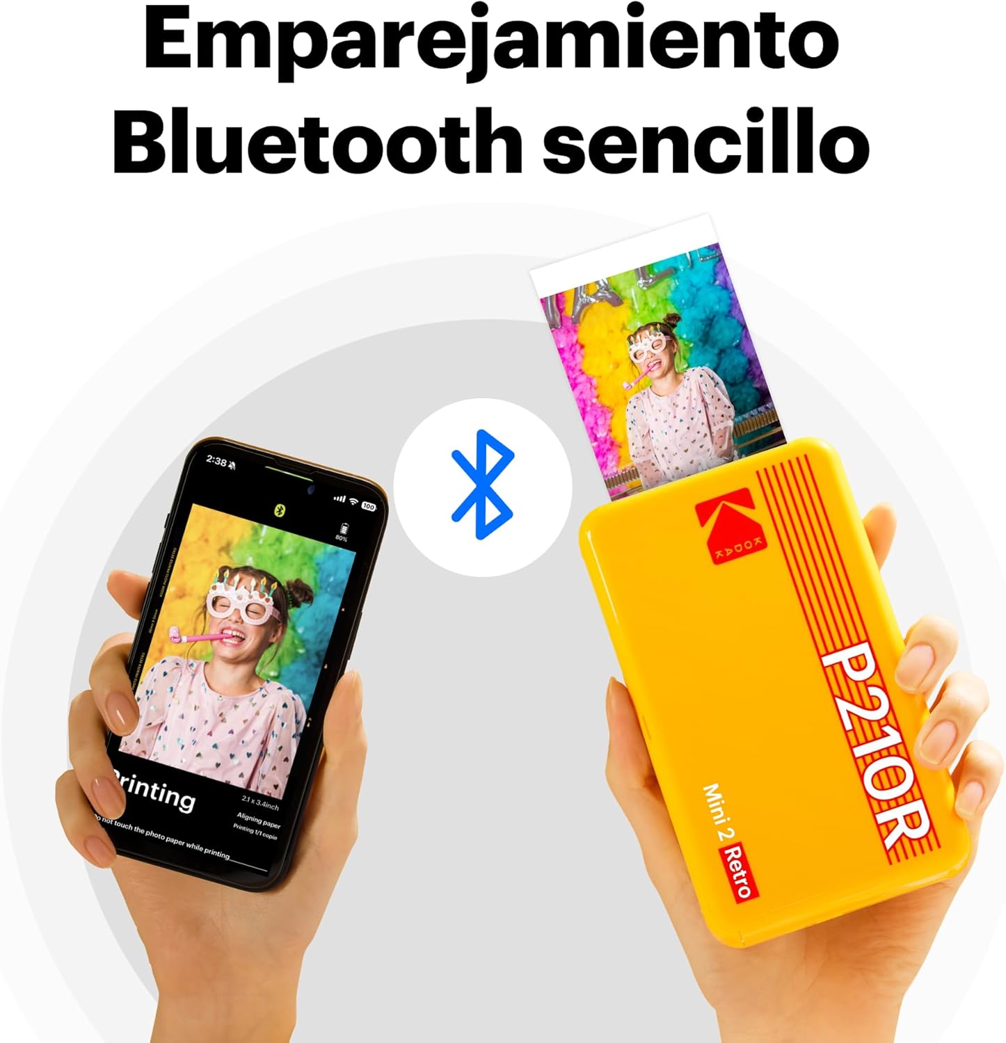 Thumbnail 4 de KODAK Mini 2 Retro Blanco (P210RW60): impresora fotográfica portátil con Bluetooth y 38 fotos