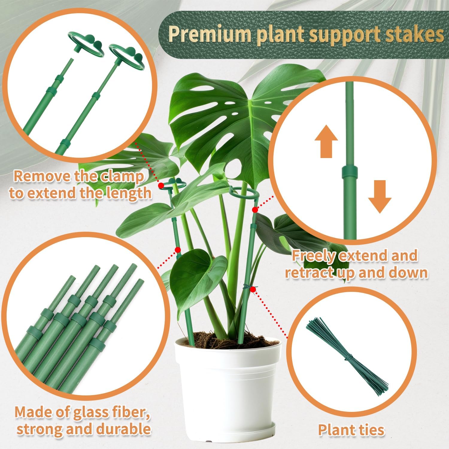 Detalle de Stroller garden-stakes Telescoping Plant Stakes, Adjustable Fiberglass Support