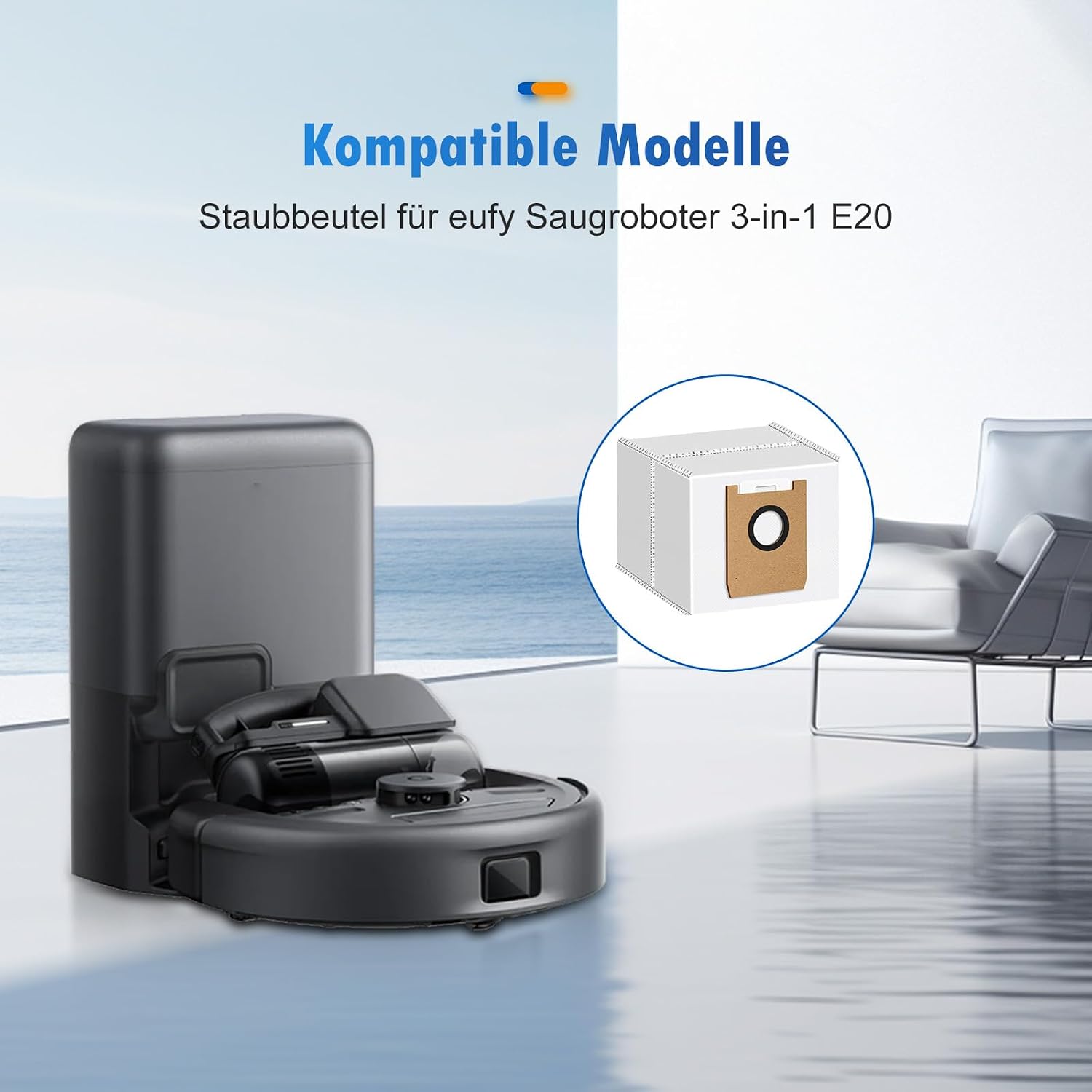 Detalle 2 de Fenkabs E20 stofzuigerzakken voor Eufy 3-in-1 robotstofzuiger, 3 liter