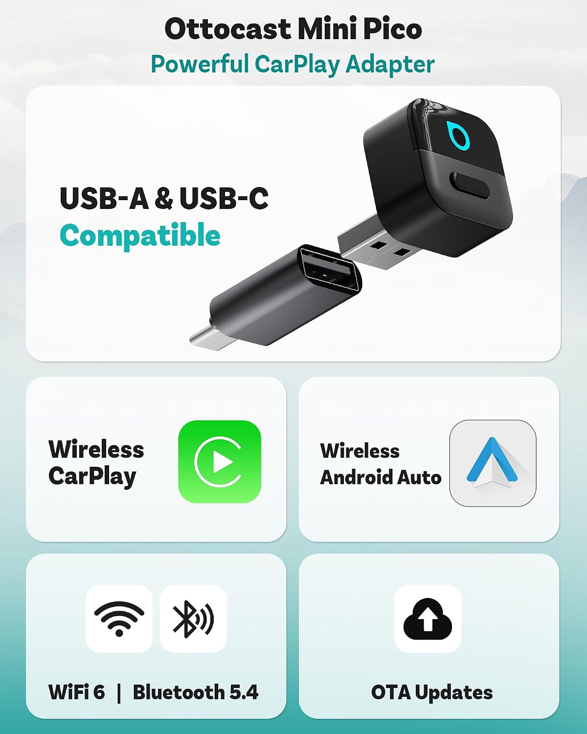 Detalle 2 de Ottocast Mini Pico 2026 Wireless CarPlay dongle