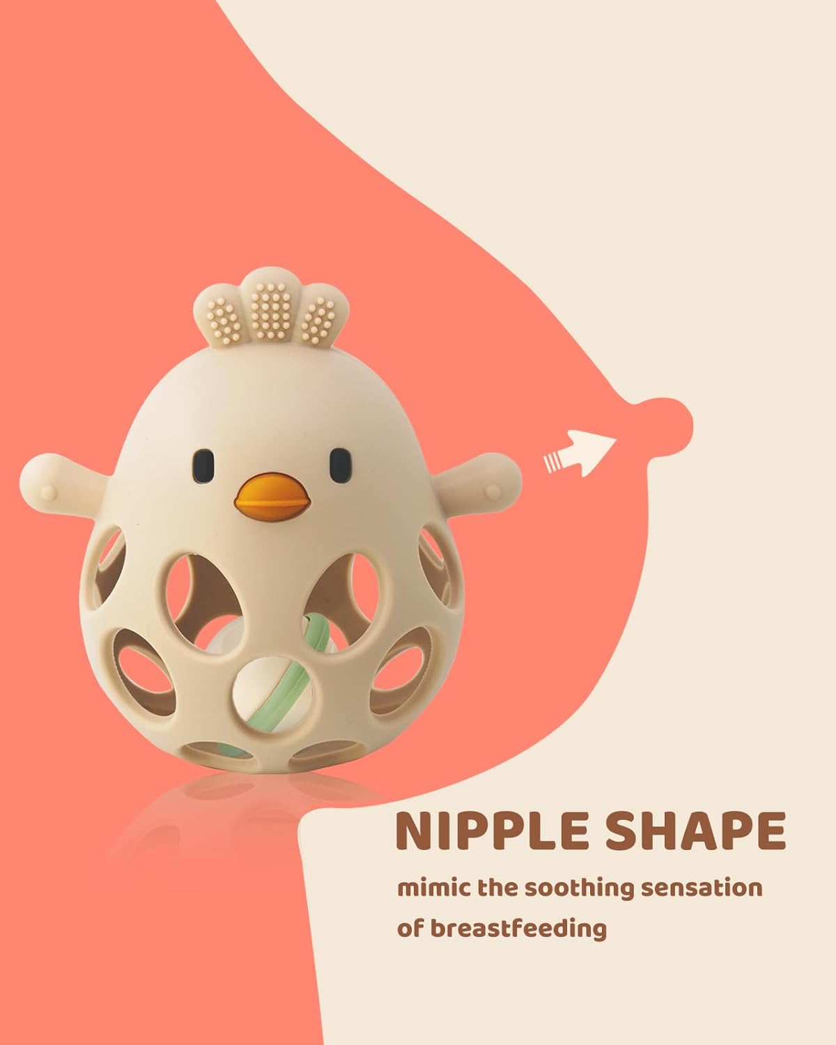 Thumbnail 1 de ChooKaChoo 2-in-1 Baby Teething Rattle Toy (3–12 Months) — Food-Grade Silicone Teether & Rattle