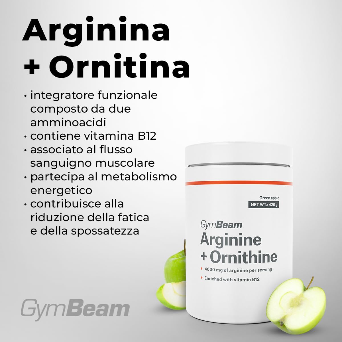 Thumbnail 1 de GymBeam L-Arginina + Ornitina: Integratore funzionale con B12 per resistenza, vitalità e flusso sanguigno muscolare