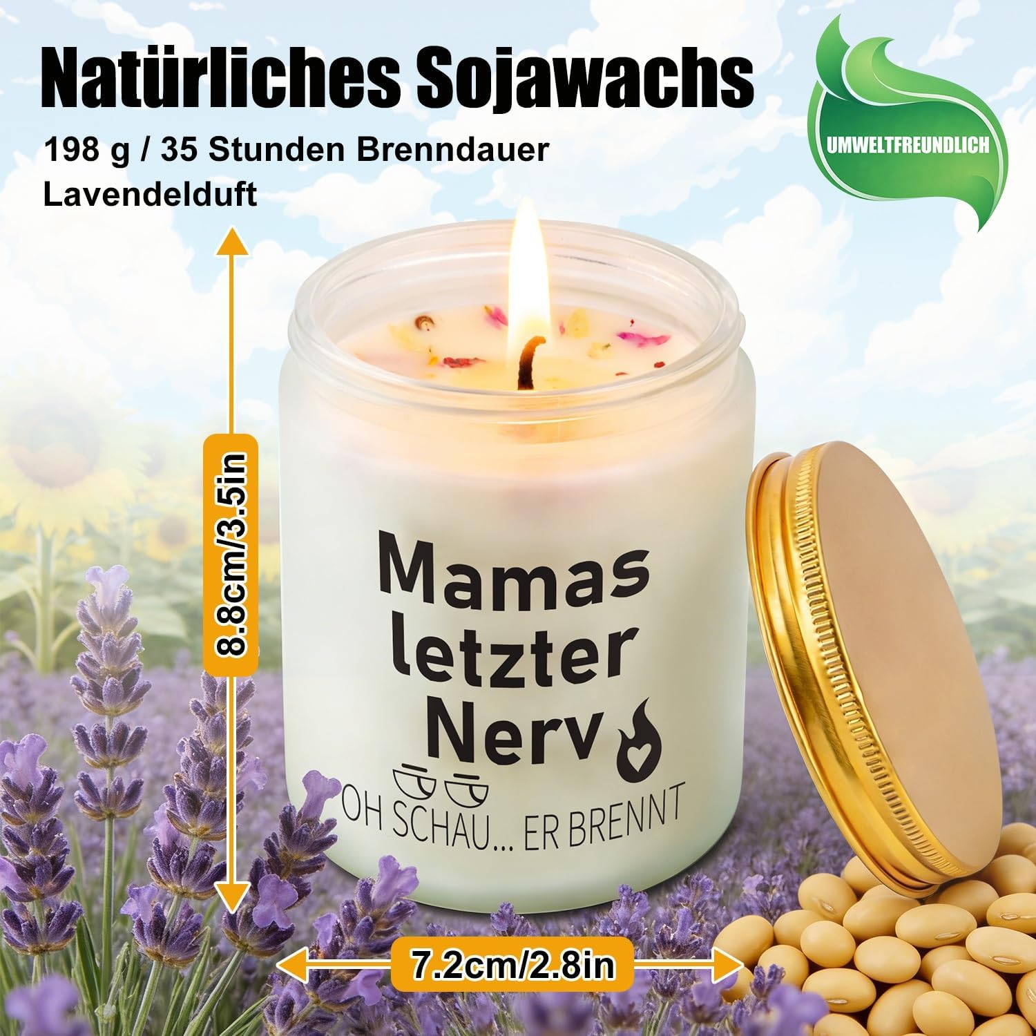 Thumbnail 5 de Muttertagsgeschenke Set: 7OZ Lavendelkerze, Lichtbogen-Feuerzeug und gravierter Schlüsselanhänger