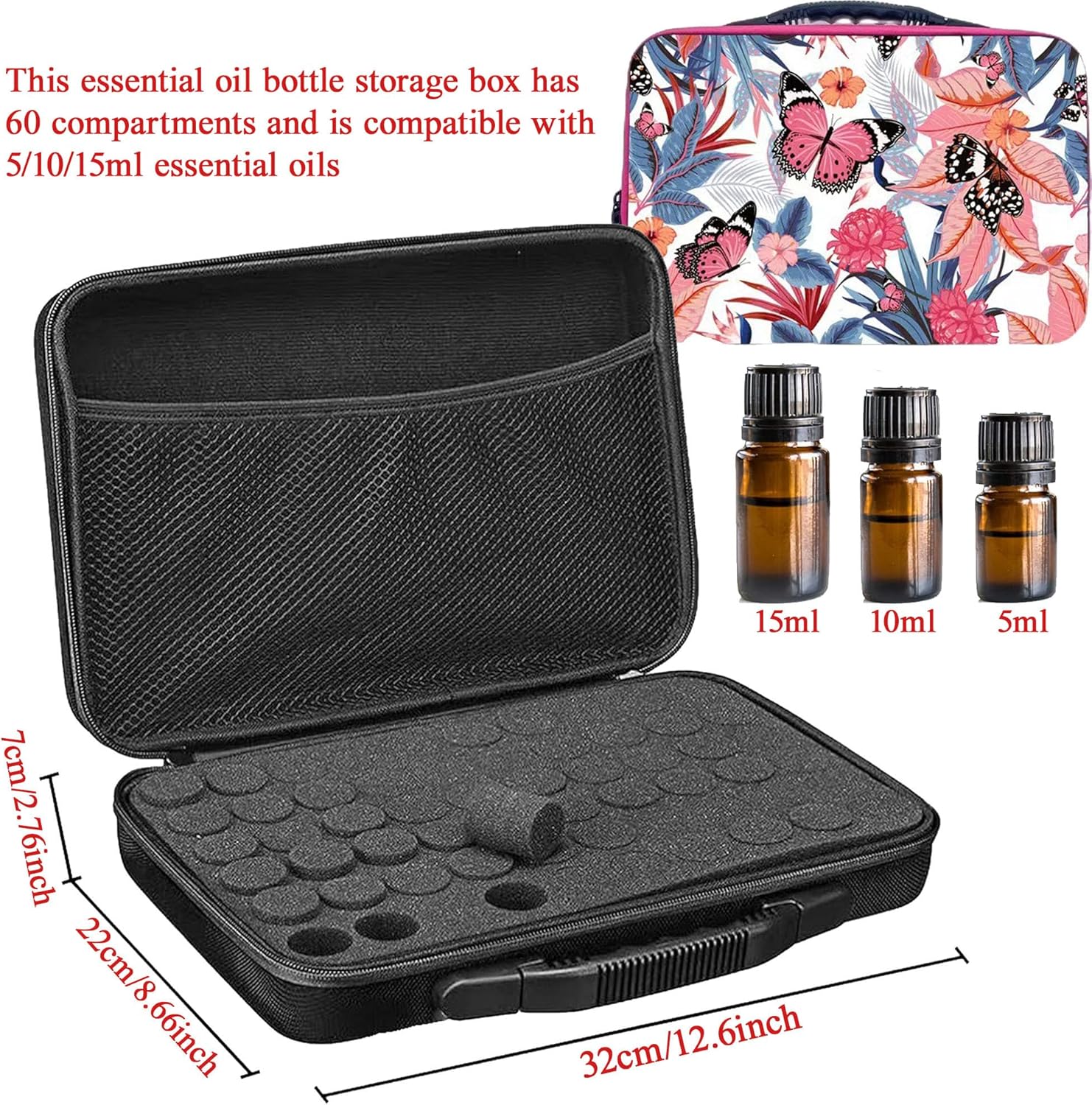Thumbnail 1 de XUBX 60 Bottles Essential Oil Carrying Case – Large Capacity, 15ml Slots, Portable Shockproof Storage