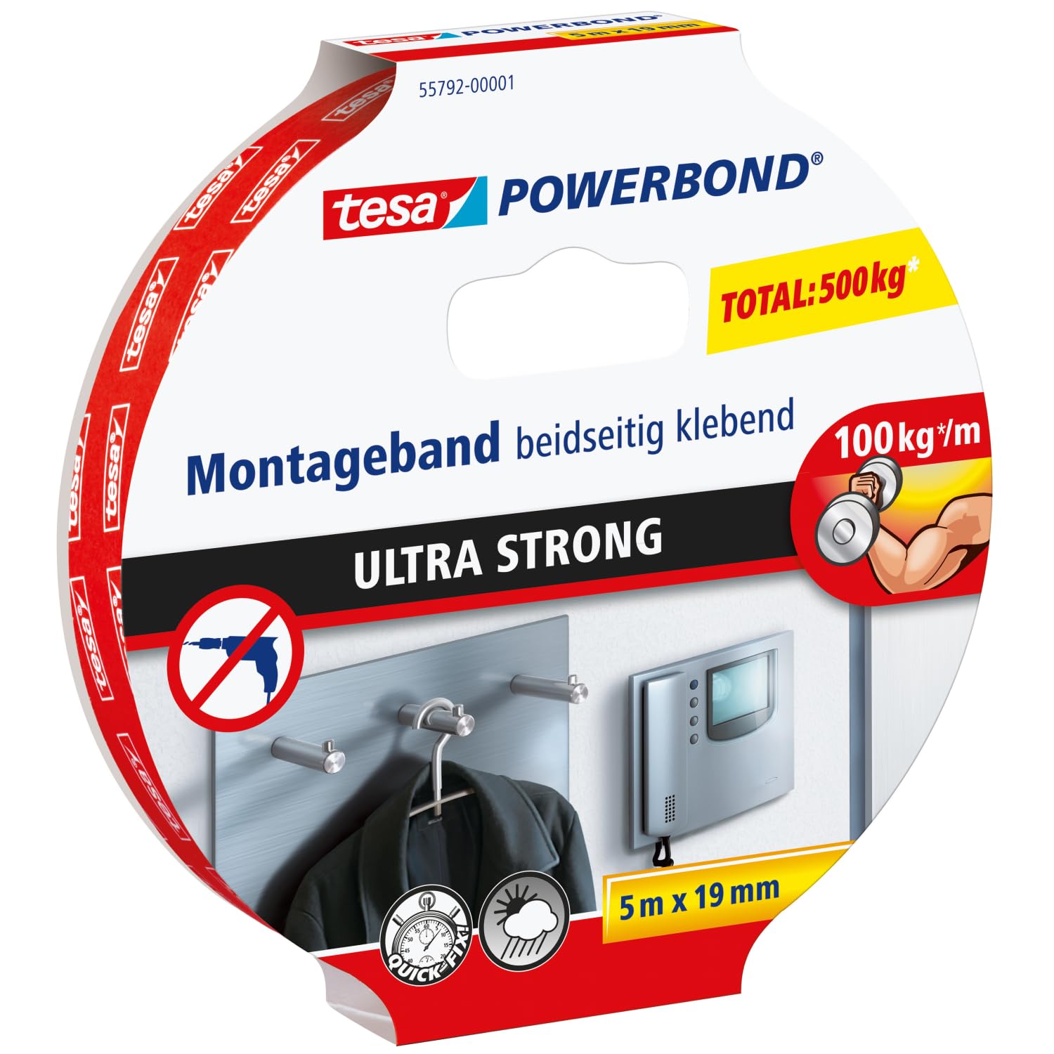 Detalle de tesa Powerbond Ultra Strong Montageband – doppelseitiges Klebeband, 5 m
