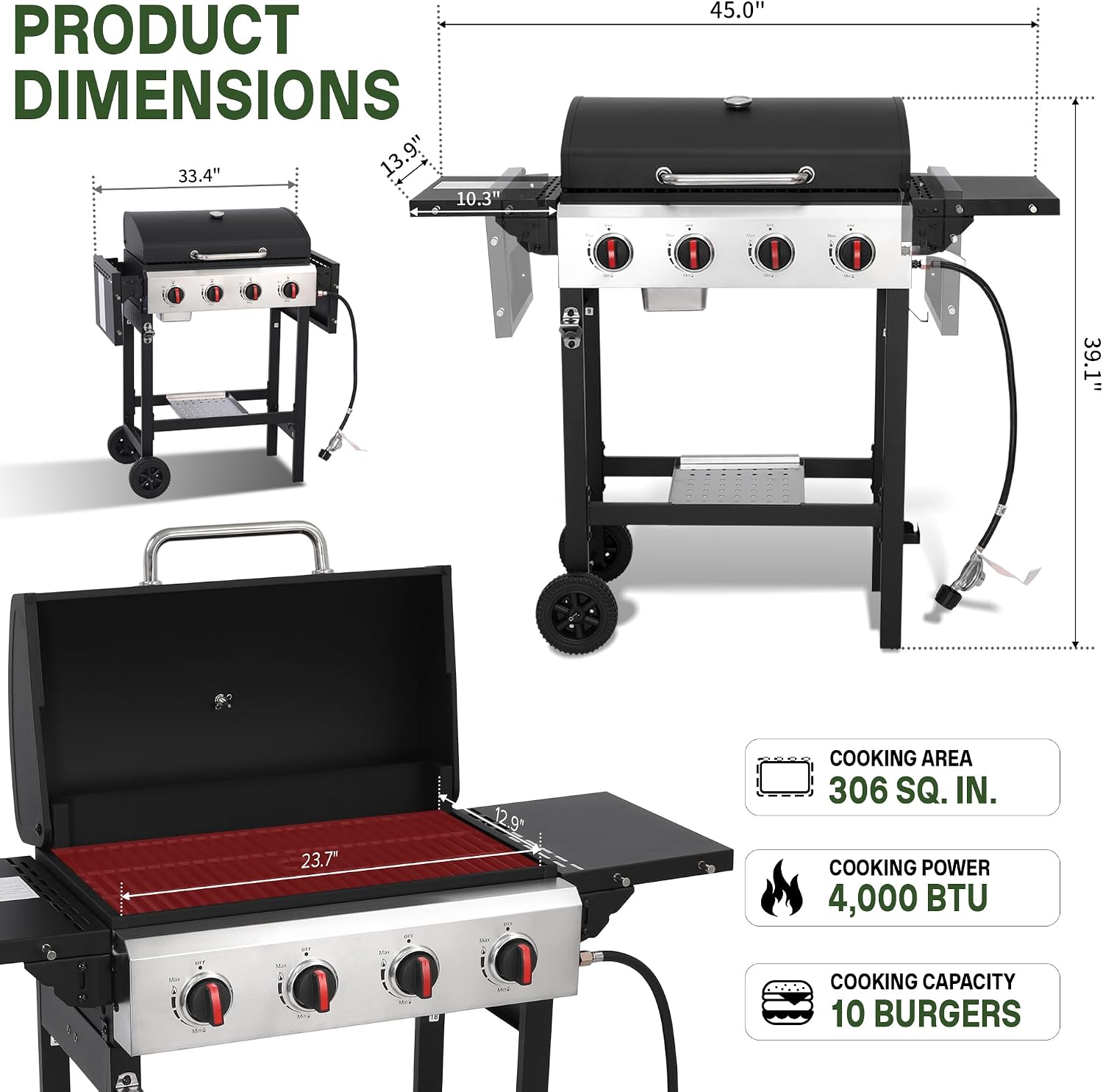 Detalle 2 de LMNOCHM Propane Gas Grill, 4-Burner