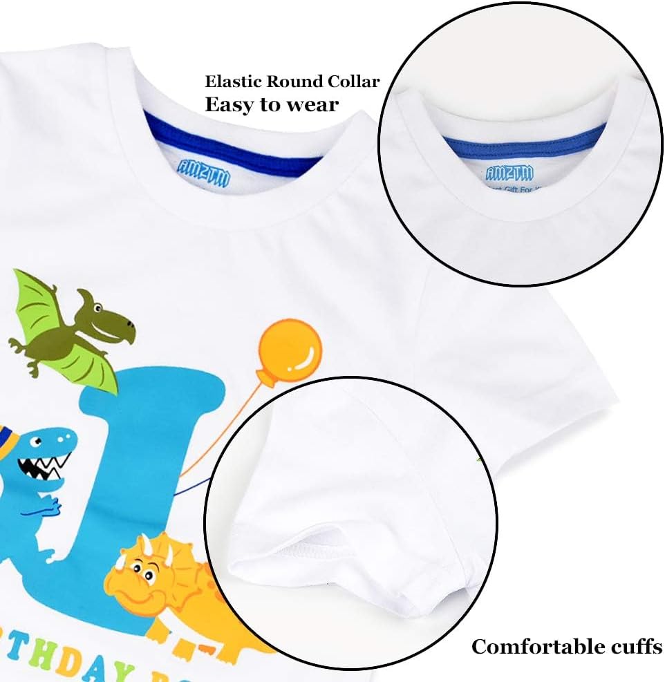 Thumbnail 3 de AMZTM Dinosaur 1st Birthday T-Shirt for Baby Boys – 100% Cotton Dino Party Outfit